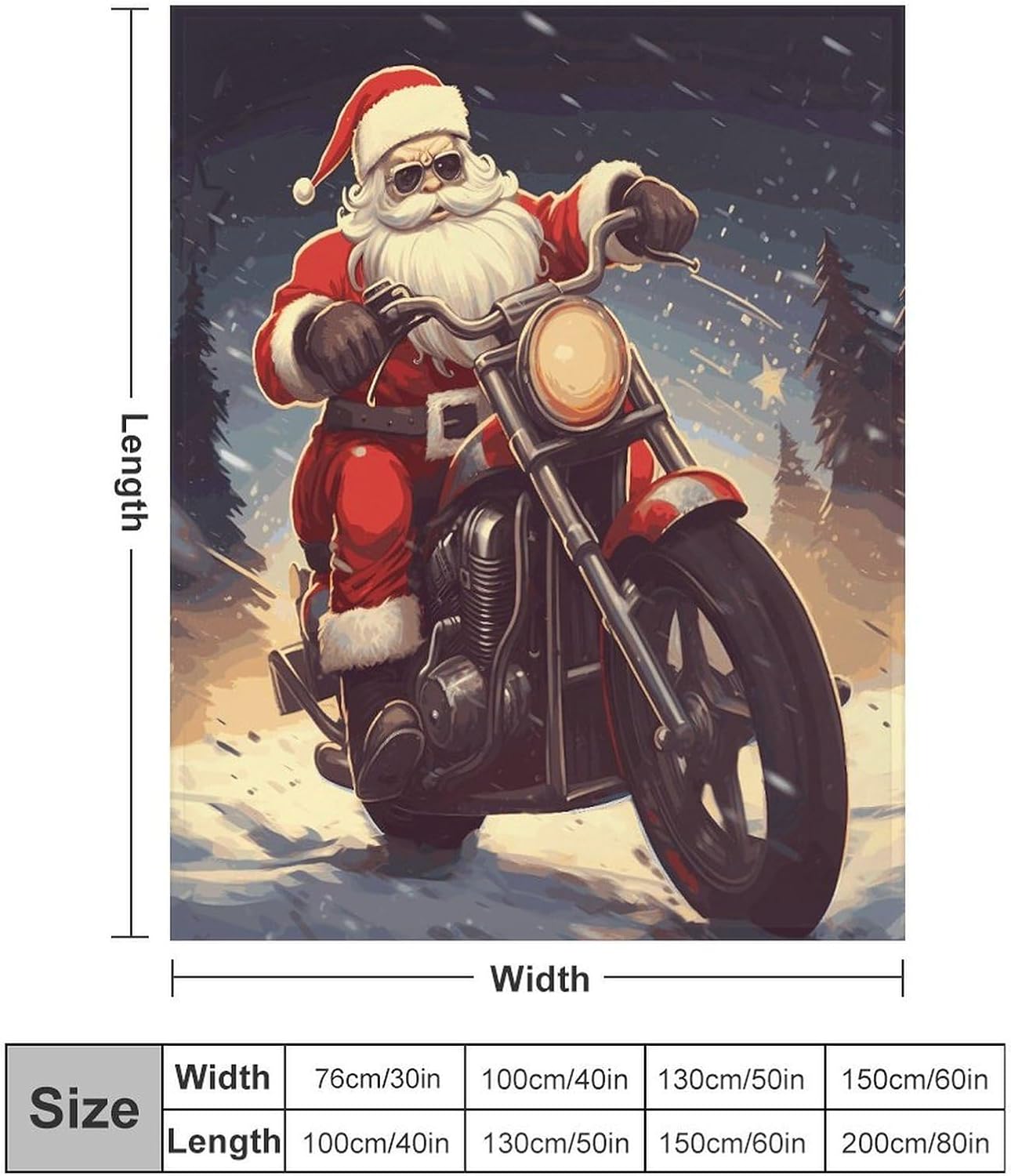 Santa Claus Biker Riding Blanket Super Soft Lightweight Throw Blanket Cute Cozy Warm Bed Blanket Decorative Fuzzy Blanket All-Season Home Decor Gift for Sofa Couch Living Room 30"*40"（76 * 100cm）