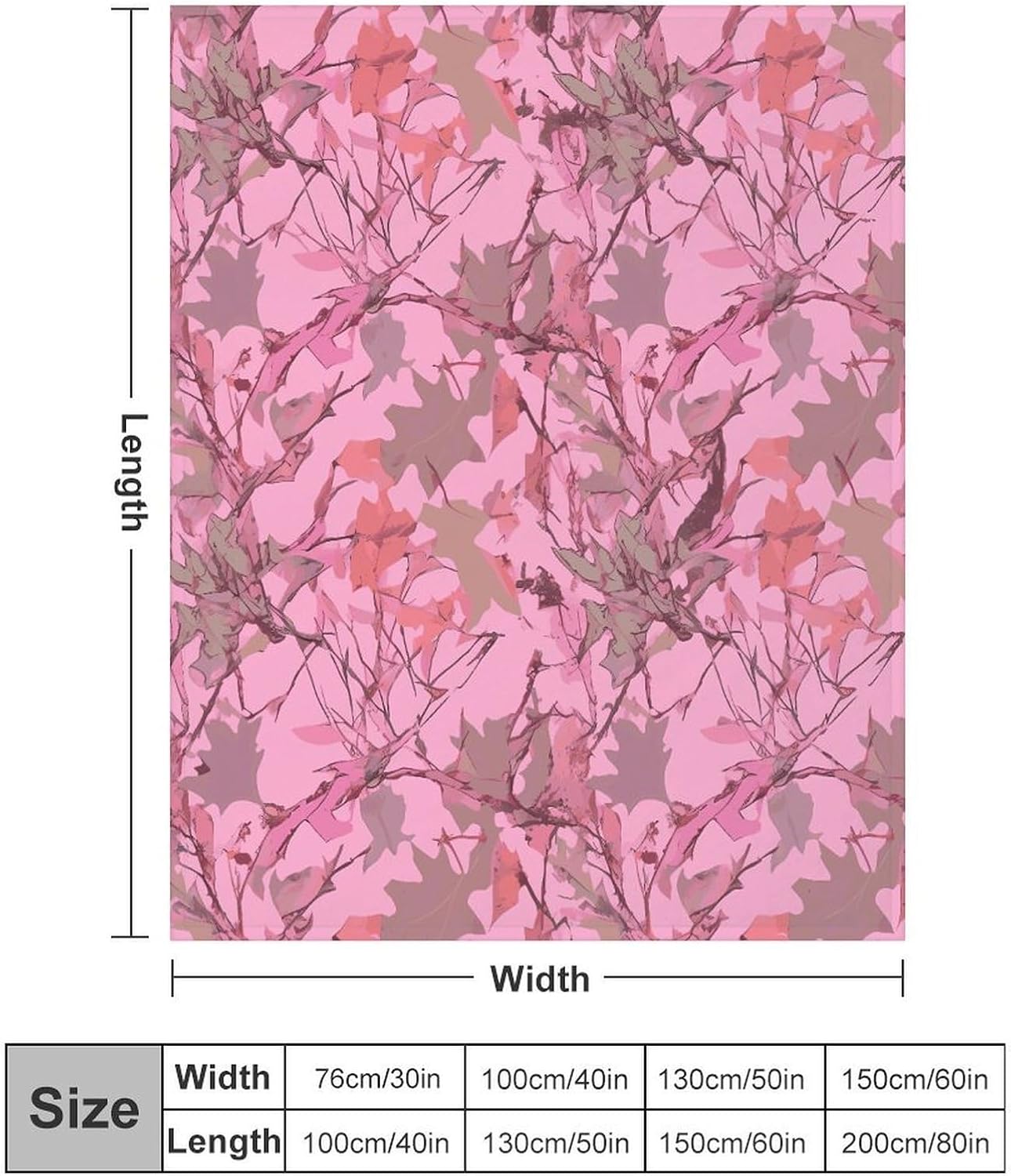 Pink Leaves Camo Blanket Super Soft Lightweight Throw Blanket Cute Cozy Warm Bed Blanket Decorative Fuzzy Blanket All-Season Home Decor Gift for Sofa Couch Living Room 50"*60"（130 * 150cm）