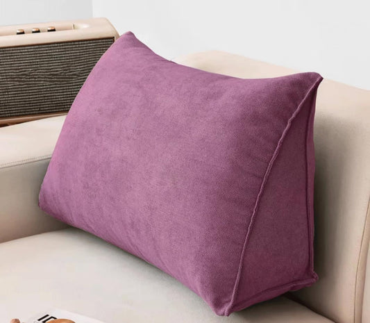 Soft Triangle Backrest Pillow for Bed - Washable Bolster Cushion for Sitting Up, Perfect Lumbar Support for Daybed and Relaxation. (Purple 100x35x20cm)