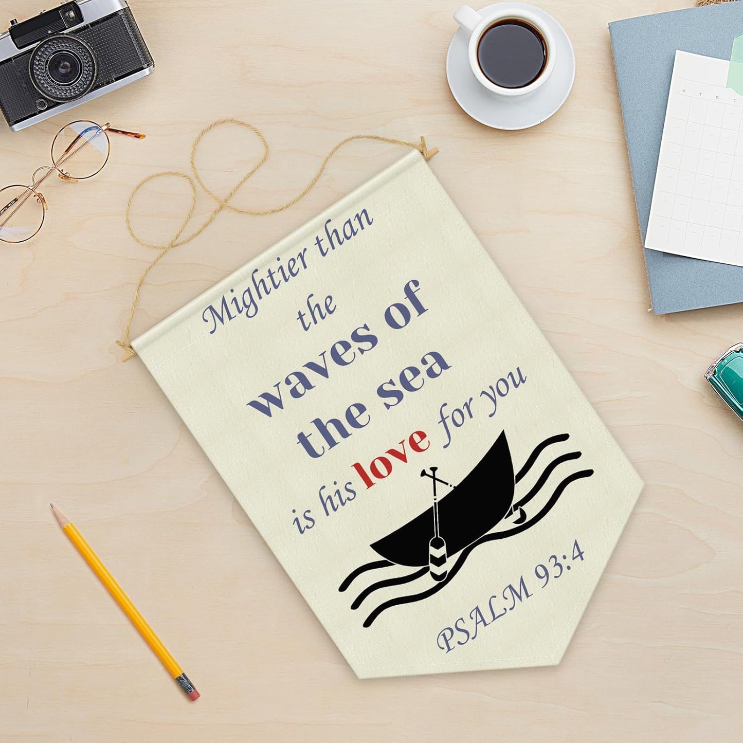 Inspirational Bible Gift Christian Wall Art Banner Hanging Pennant Flag Banner Bible Verse Decor for Nursery Classroom Kids Room Bedroom Playroom Religious Scripture Art Wall Decoration