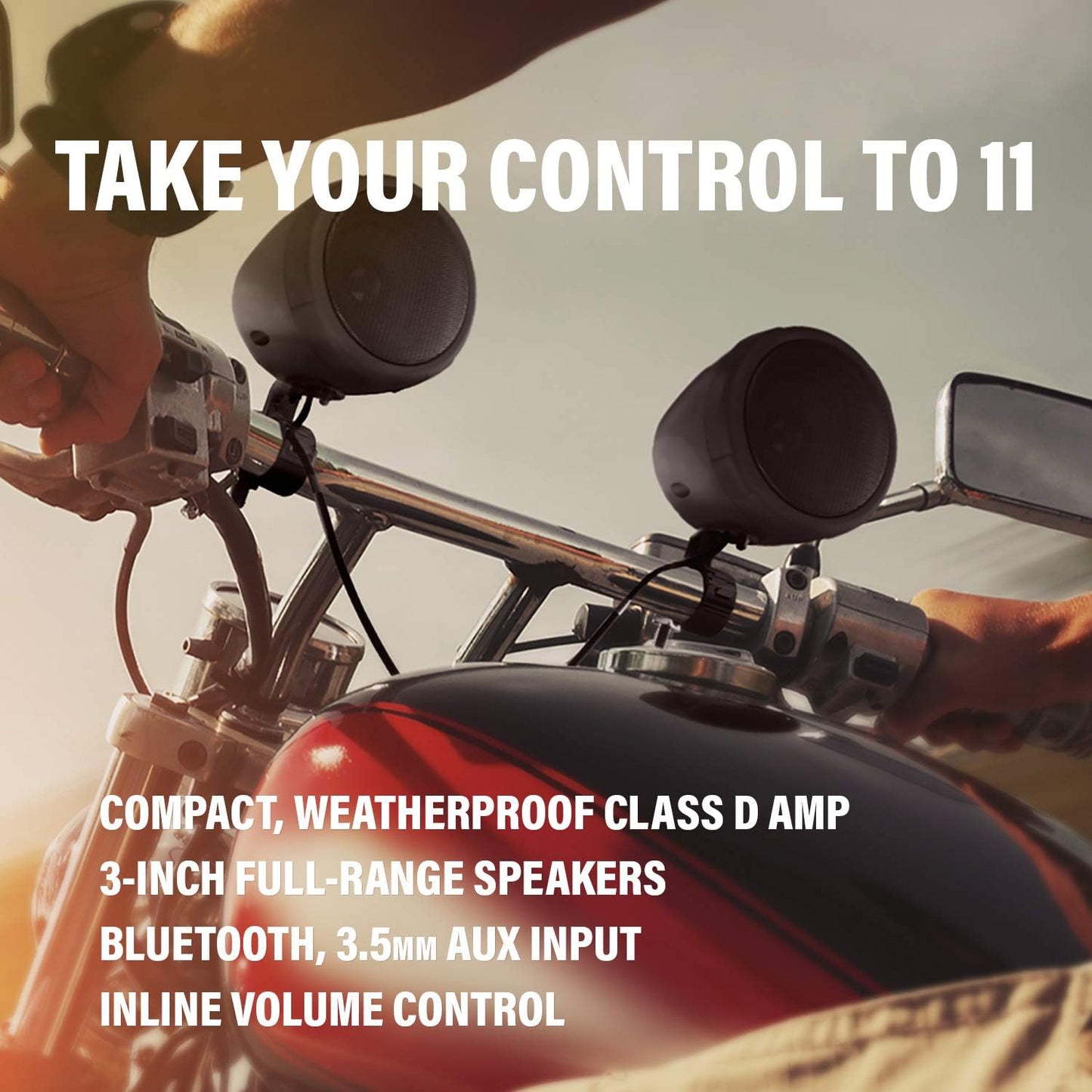BOSS Audio Systems MCBK420B 3 Inch Motorcycle Speakers and 2 Channel Amplifier Package - Bluetooth, Weatherproof, Volume Control, ATV UTV Compatible