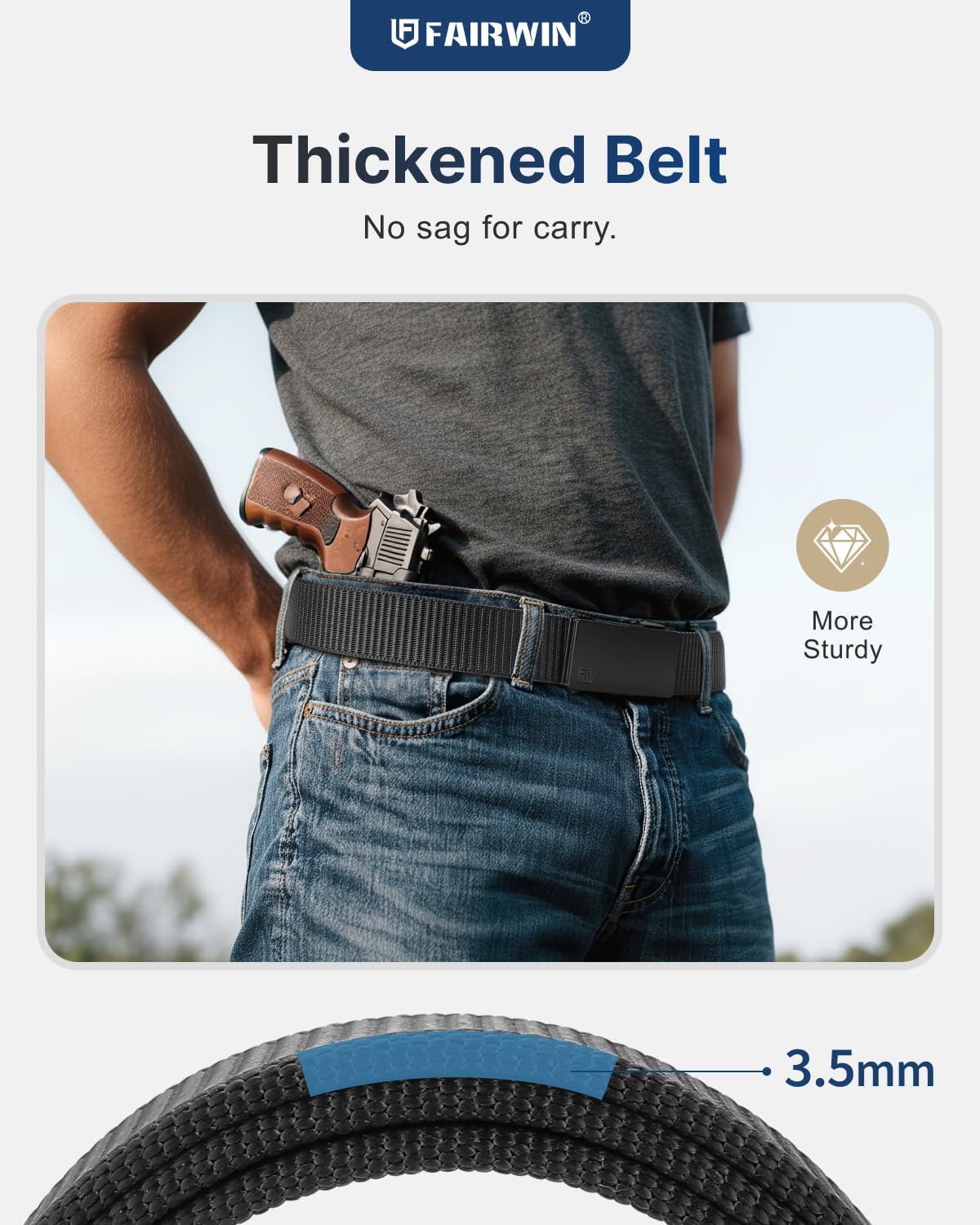 FAIRWIN Men's Ratchet Belt, Nylon Tactical Belt, Adjustable Ratcheting Buckle for Golf Work Casual Outdoor Hiking Daily Wear