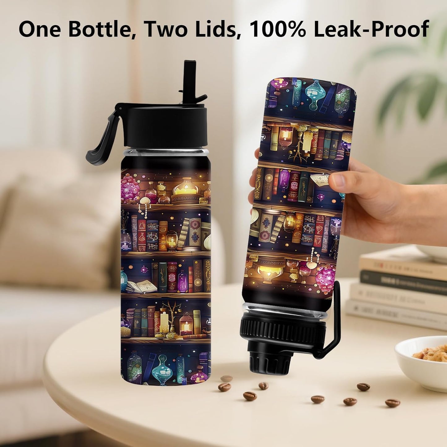 Book Lovers Gifts, 18oz Water Bottle, Reading Tumbler for Friend, Bookish Gifts for Women Readers Librarian, Book Accessories Leak-proof Travel Mug with Antislip Silicone Boot