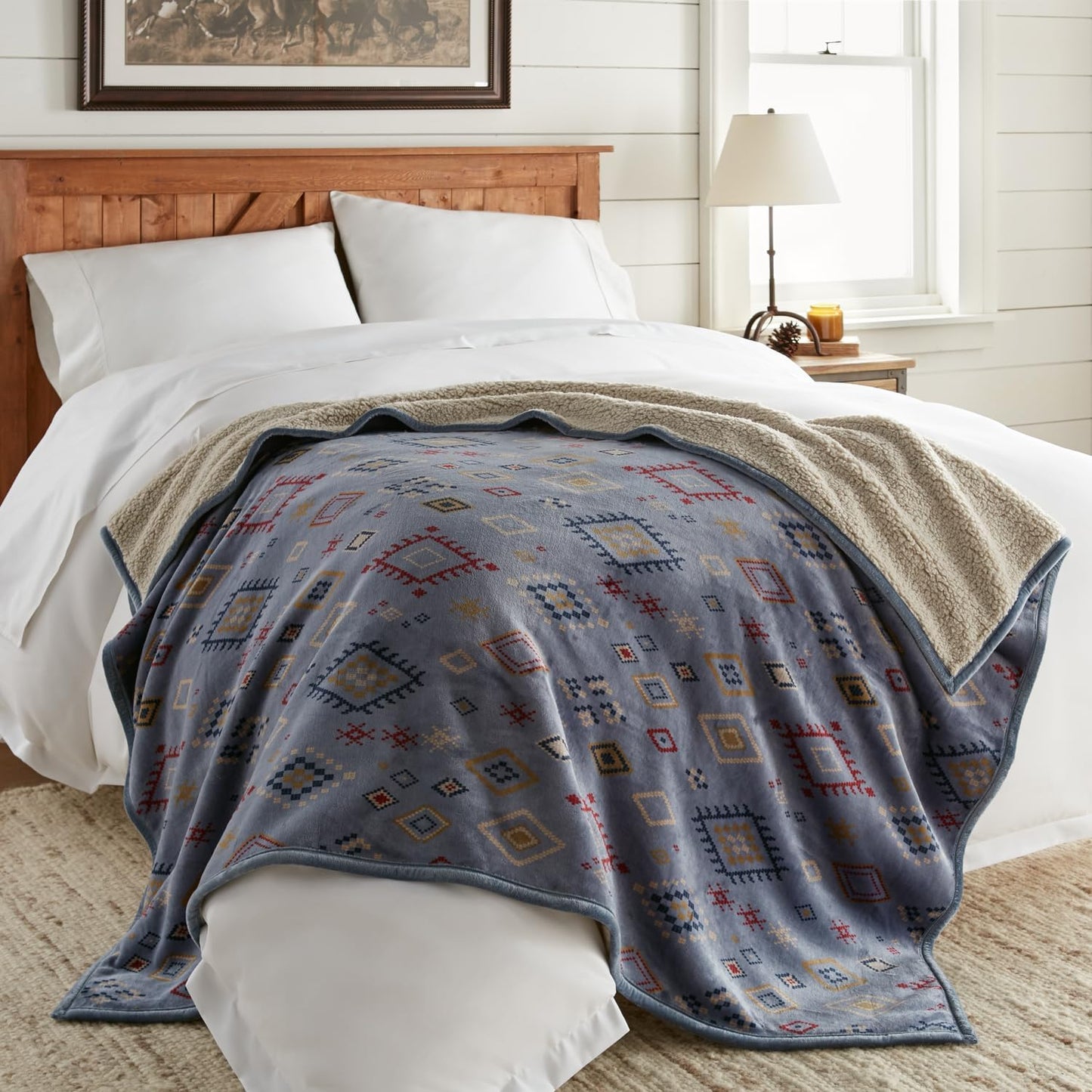 Crafted by Catherine Westbrook Velvet Plush Sherpa Throw Oversized 60" x 70"