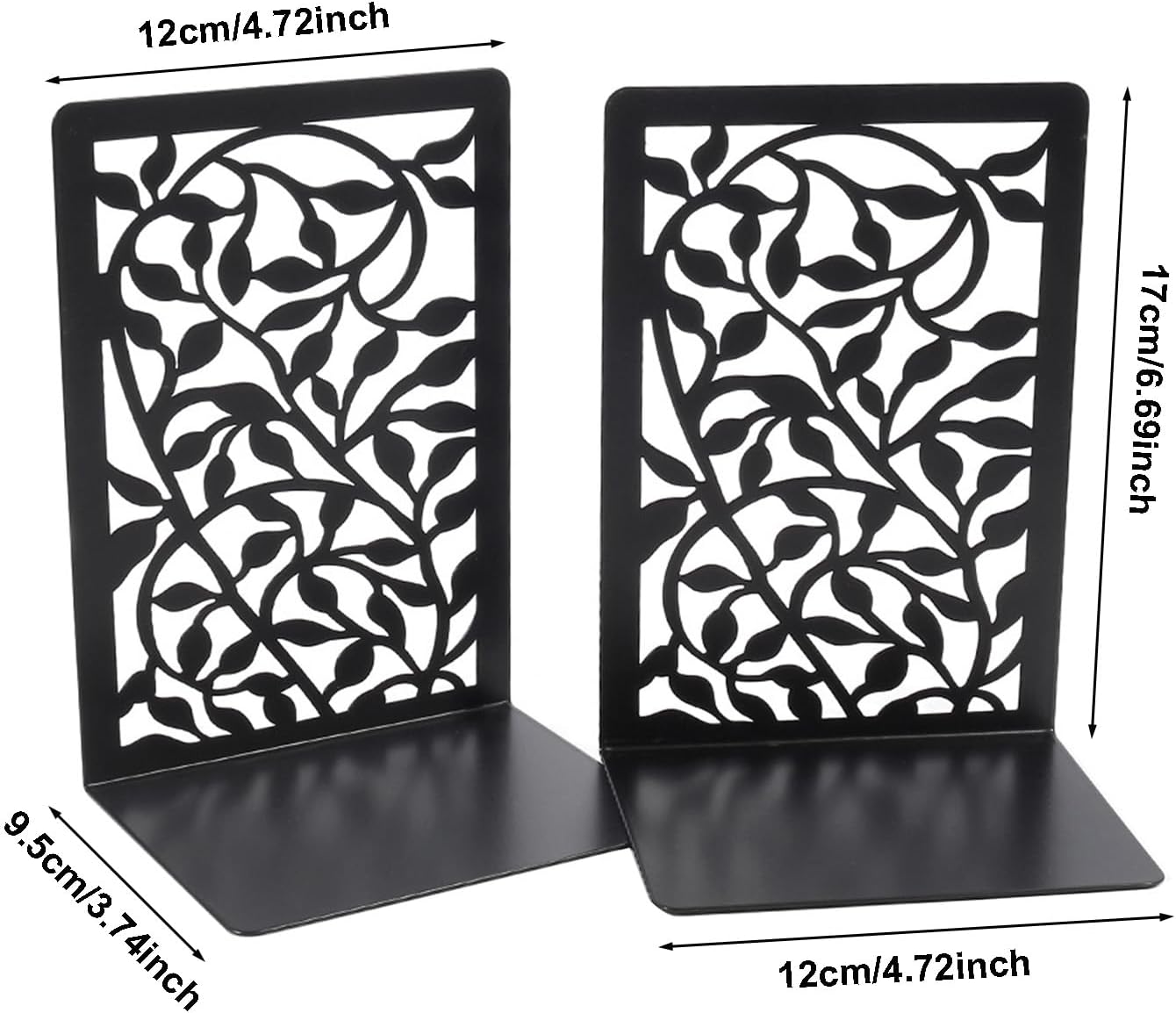Tree Design Modern Bookends for Shelves, Metal Bookend Decorative Bookends Tree Bookends Supports, Unique Black Book Stoppers Black Non-Skid Book Stopper for Home Office School