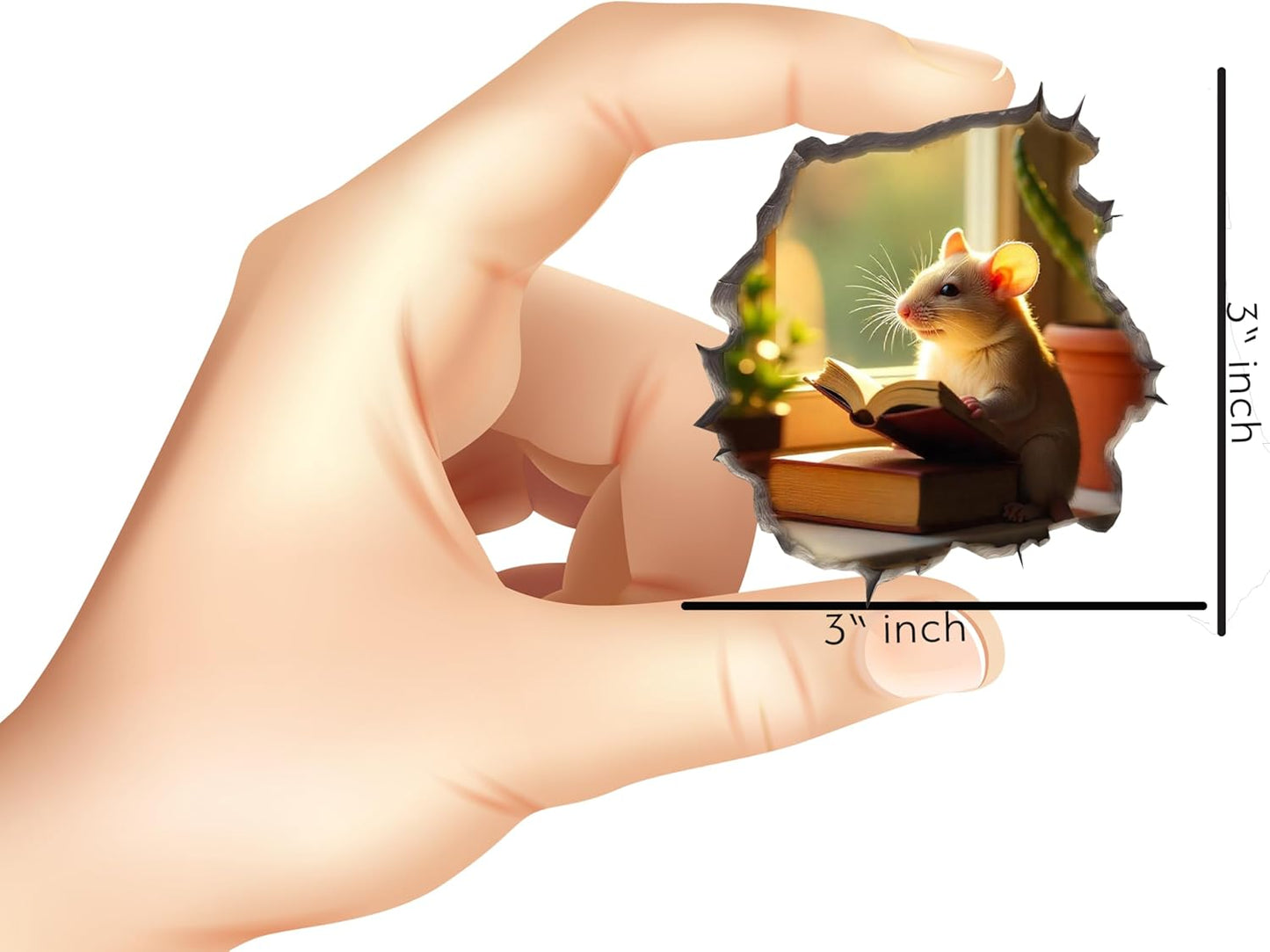 Mouse Reading Book Wall Murals Peel and Stick for Kids Room, Classroom Wall Decor - 3D Effect Wall Mural, Ideal Wall Stickers & Murals, Decorative Decal for Educational Spaces Design 27