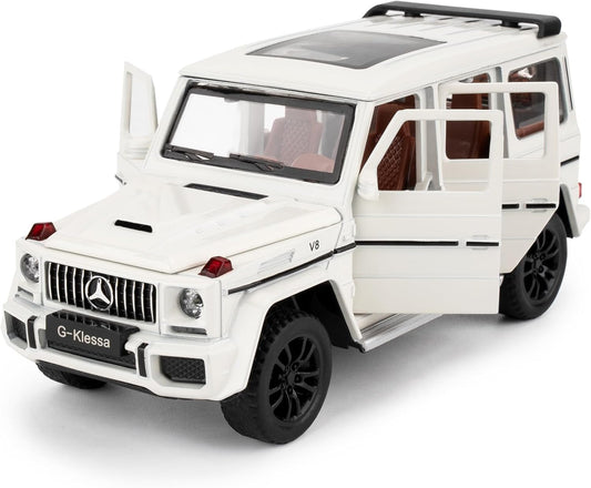 1/32 Scale Car Model Compatible for Collectible Benz G63 AMG Diecast Toy Vehicle, Zinc Alloy Pull Back Toy Car with Sound and Light for Adult Boys Girls 3 4 5 6 7 8（White）