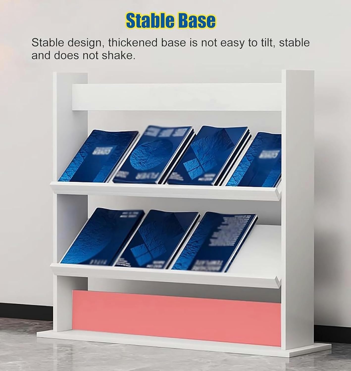 Commercial Free Standing Brochure Display Stand Magazine Holder, Wooden 4 Layer Tall Documents Storage Rack Bookshelf Leaflet Catalogs Racks (Color : Black, Size : L 60cm/23.6in)-1PC-