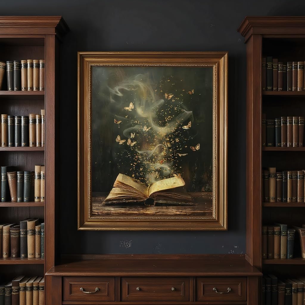 Heltrappe Moody Victorian Bookish Wall Art Print Dark Academia Aesthetic Decor poster Library Book reading Nook room wall decor vintage book wall art 08x10in Unframed