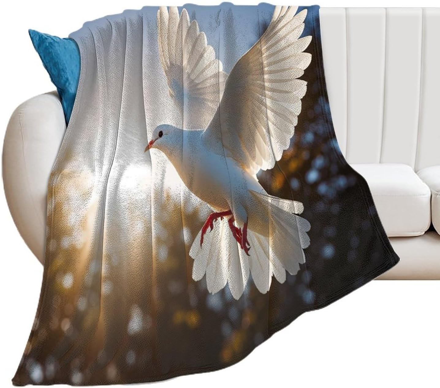 White Dove Flying in The Sun Blanket Super Soft Lightweight Throw Blanket Cute Cozy Warm Bed Blanket Decorative Fuzzy Blanket All-Season Home Decor Gift for Sofa Couch Living Room 30"*40"（76 * 100cm）