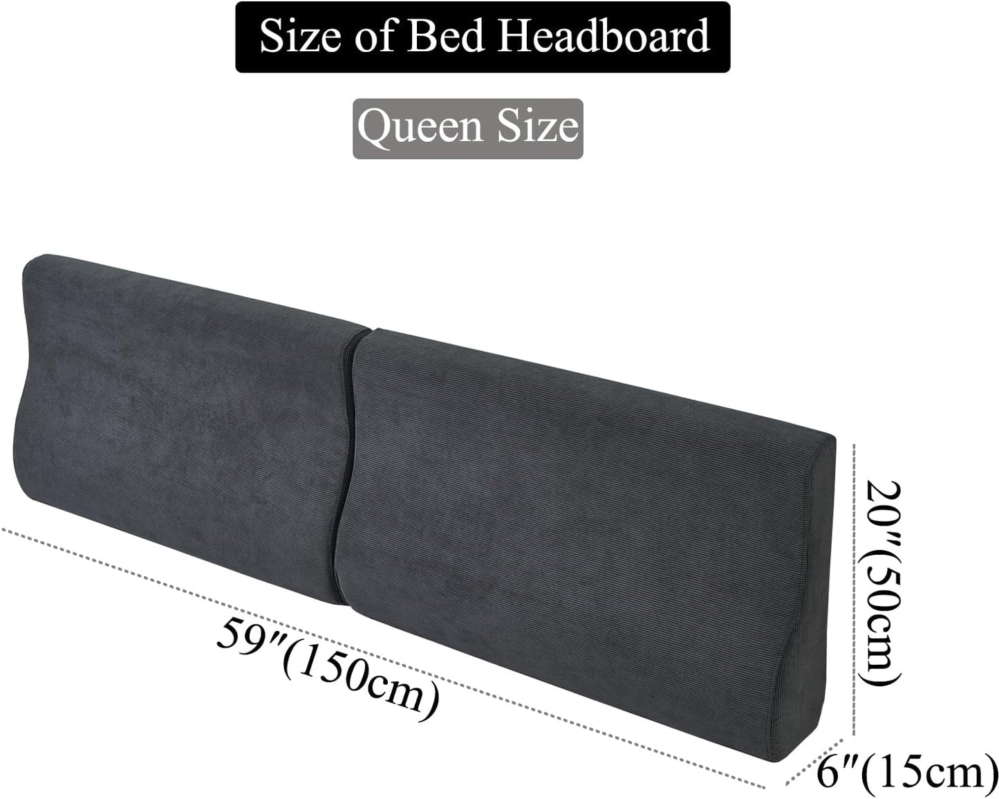 Queen Wedge headboard Pillow with Firm Foam Triangular Bed Wedge Pillow for Headboard Large Couch Back Support Pillow for Bed Sitting up Replacement, Gray