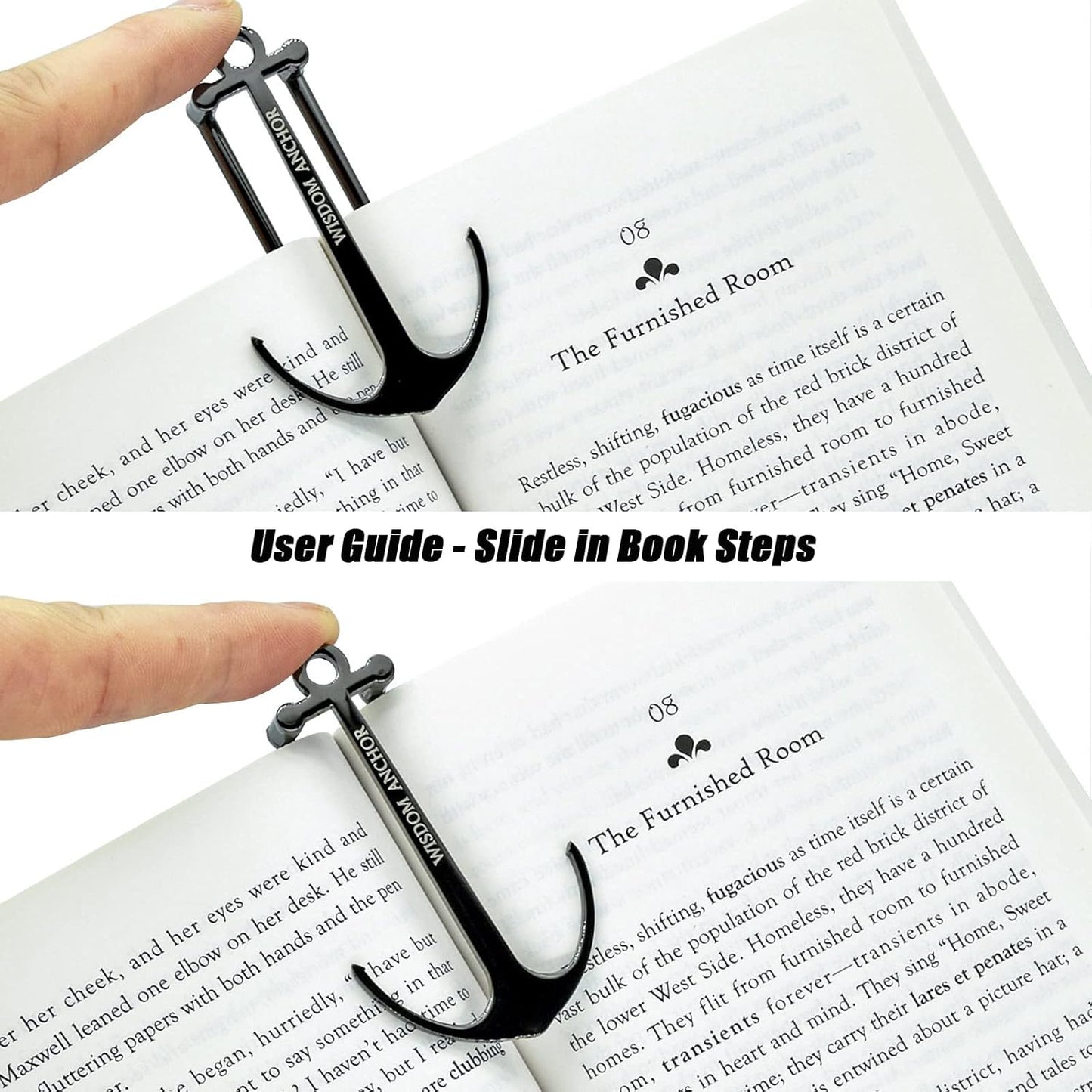 Anchor Page Holder for Hands Free Reading Bookmark Book Opener Reader Gift Metal Portable Music Recipe Book Hardcovers Paperbacks Magazines Clip Accessories, Black
