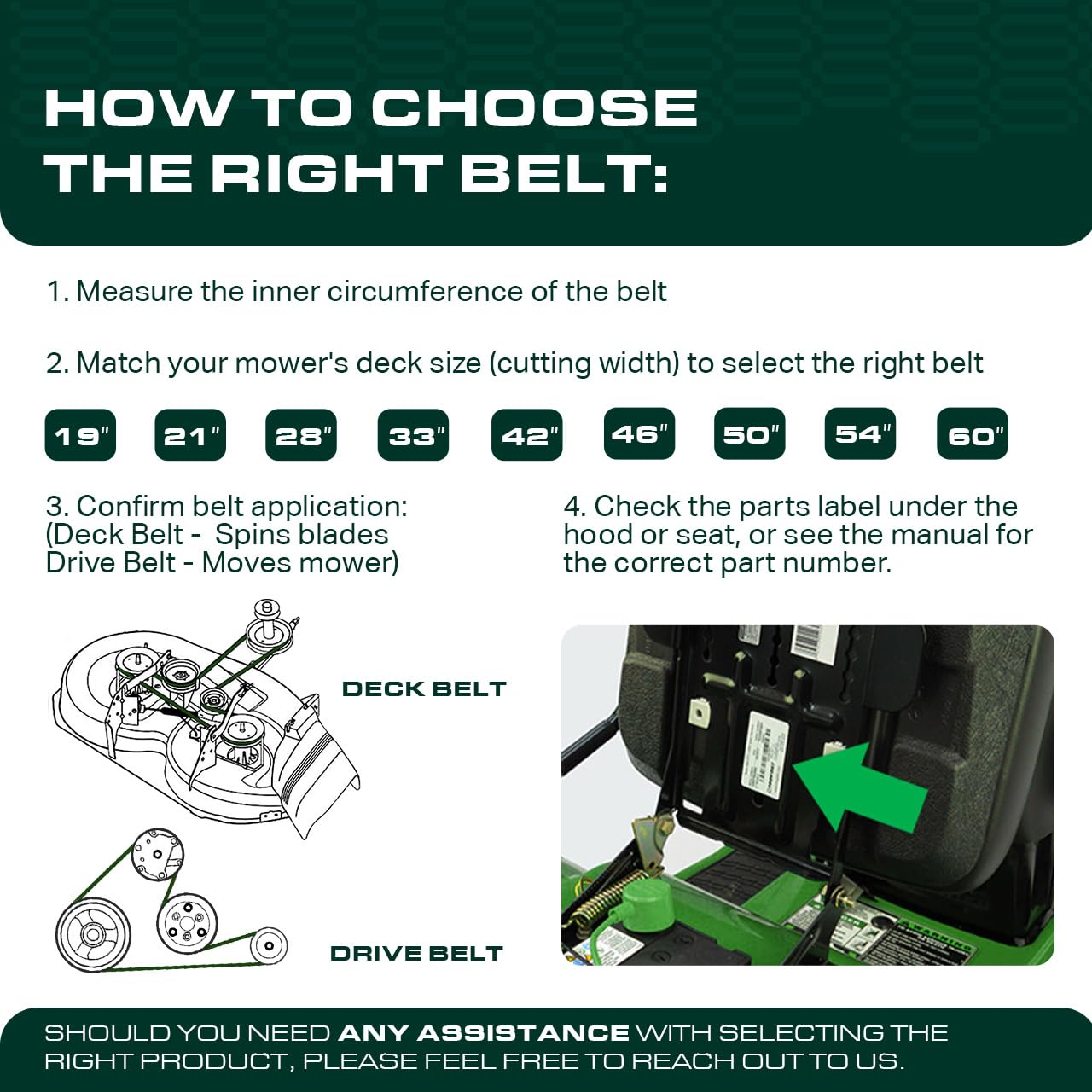 UDC Parts GX20072 Deck Belt Replacement for John Deere 42 Inch D105 E100 D110 S100 D100 D120 D125 D130 L100 L110 E110 E120 E130 LA100 LA105 LA110 LA115 LA120 LA125 LA135 S110 S120 GY20570/ 103.7 inch
