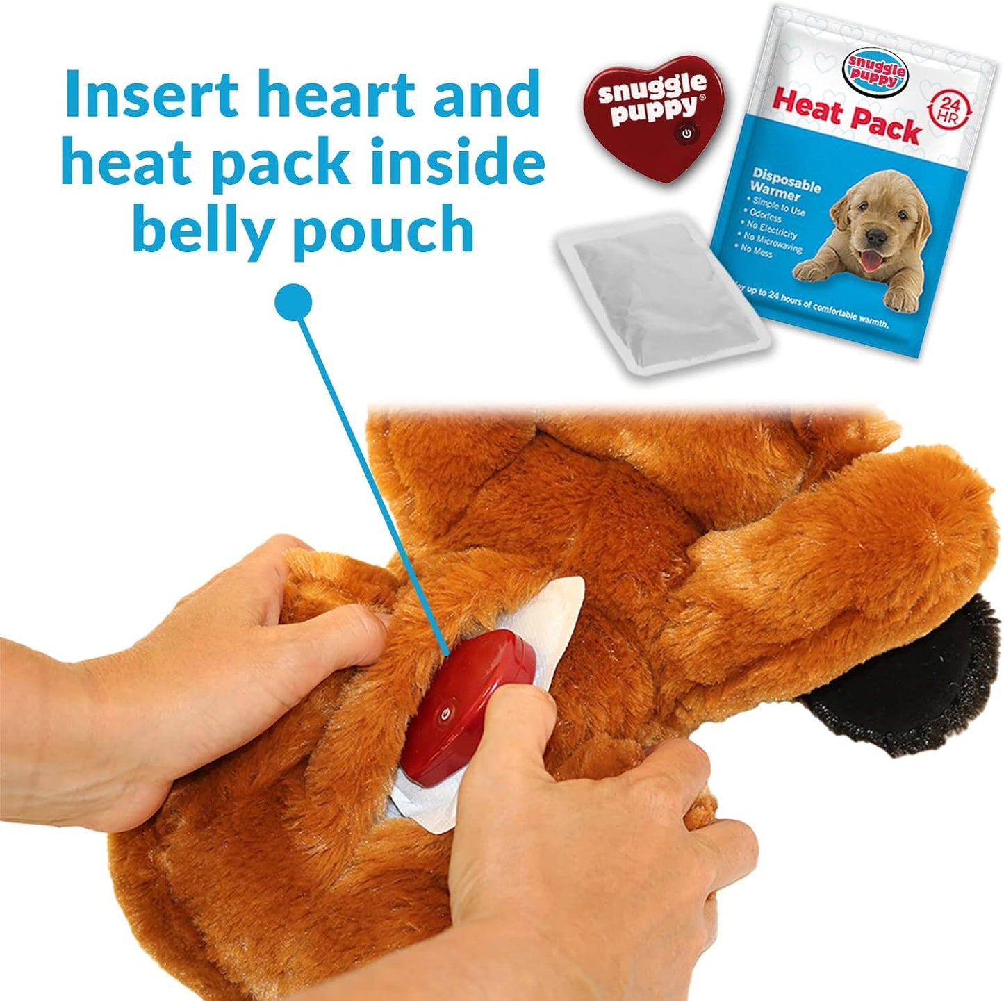 Snuggle Puppy Heartbeat Dog Toy for Puppies, Real-Feel Heartbeat, Calming Sleep Aid and Crate Training Comfort Toy with Heat Pack, Brown & White Beagle