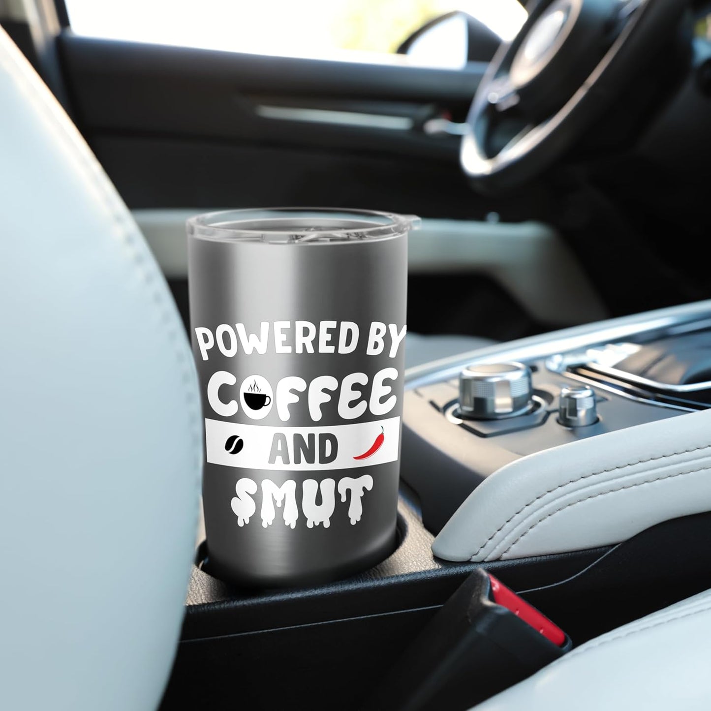 Powered by Coffee & Smut Sign,Smutty Books Lover Smutt Book Stainless Steel Insulated Tumbler