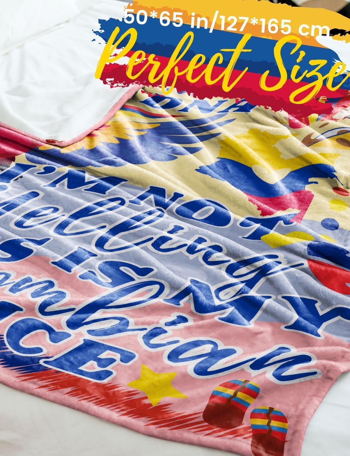 Colombian Gifts, Colombian Blanket for Women, Men, Coworkers, Besties, Wife, Throw Blanket 50x65 Inche - I'm Not Yelling