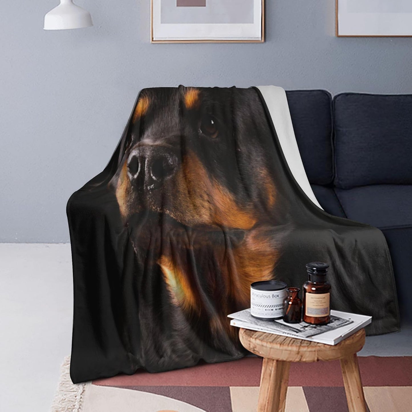 Rottweiler Cute Dog Charm Quiet Full Fleece Throw Cloak Wearable Blanket Flannel Comforter Quilt Nursery Bedroom Bedding Plush Soft Cozy Air Conditioner Blanket