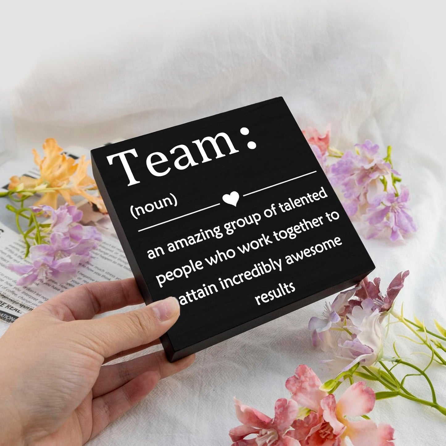 EoffIvan Office Cubicle Decorations Christmas Gifts For Coworkers Boss Women Men Inspirational Wall Art Gift For Team Members At Work Best Team Ever Gifts For Women Wooden Box Sign Table Decoration