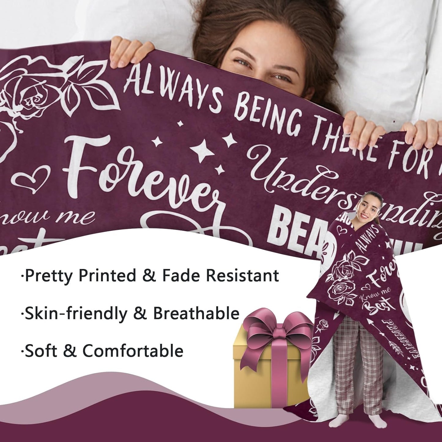 Gift for Mom from Daughter Son Flannel Throw Blanket, for Mama, Birthday Ideas, Best Mom Ever Present for Women, Love Heart Soft Bedding Sofa Blankets 50x60 in