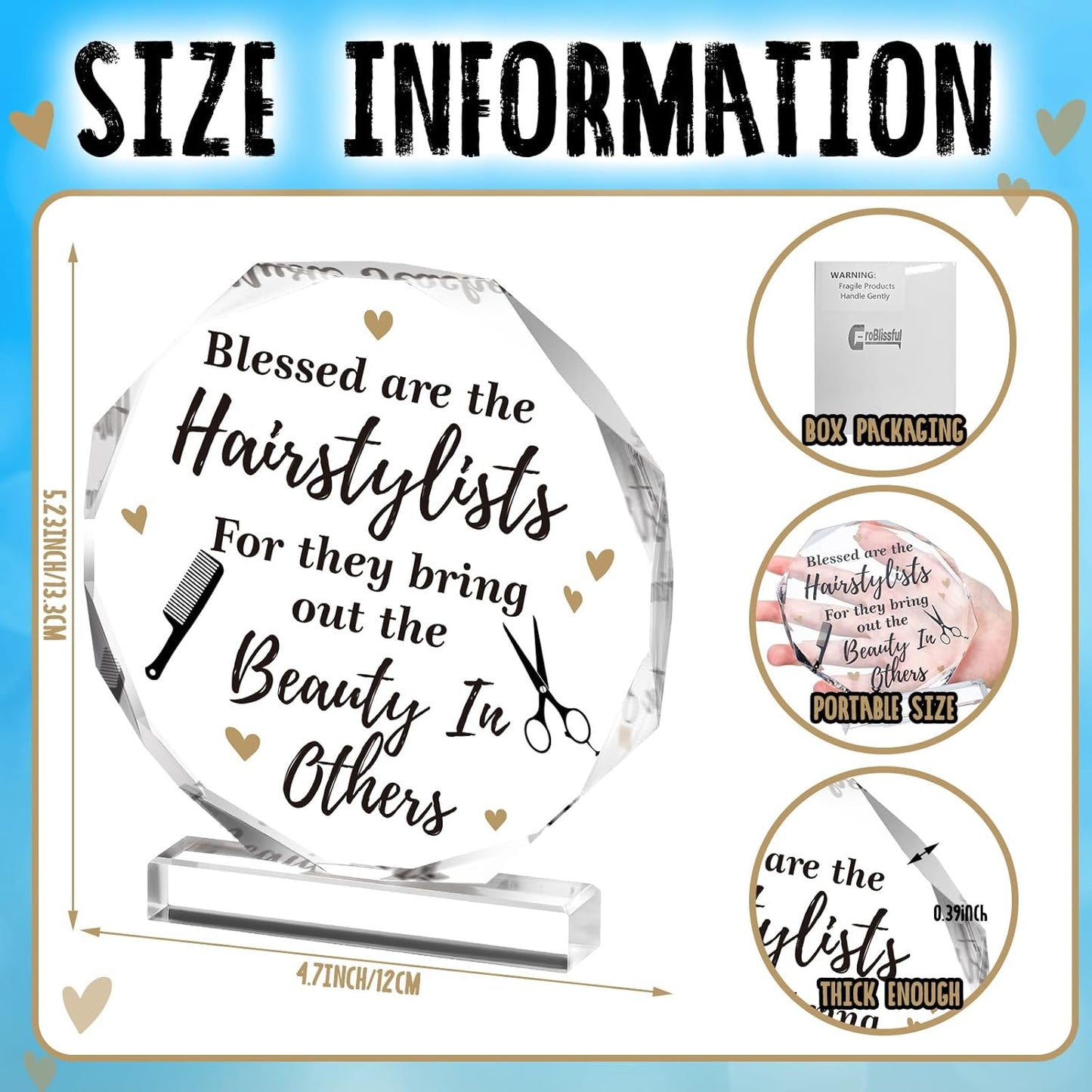 Hairdresser Gifts Acrylic Desk Decor Barbershop Hair Salon Decor for Hair Stylist Cosmetology Women Men Birthday Valentines Plaque for Friend Hairdresser Barber