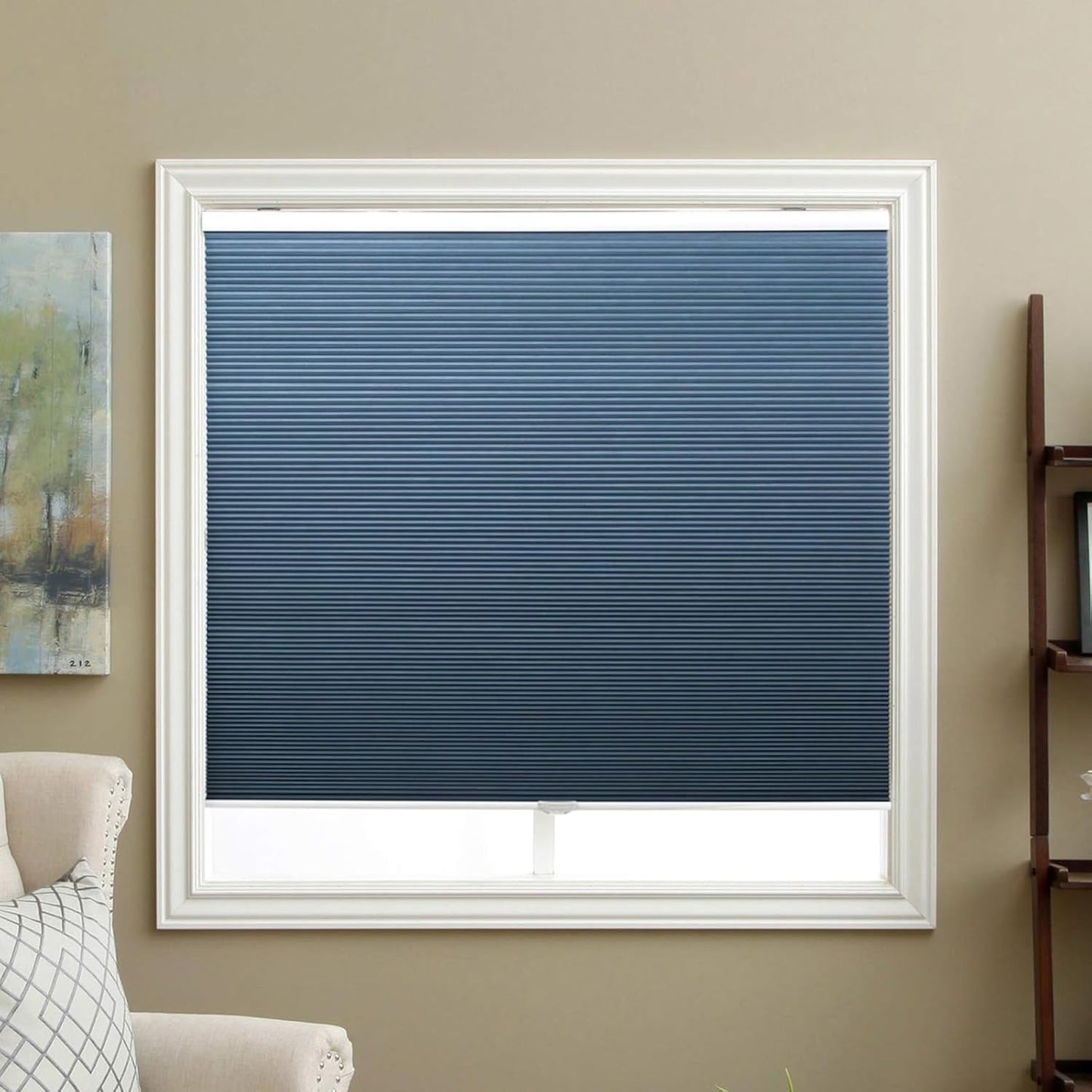Honeycomb Blinds Cordless Blackout Cellular Shades for Windows Inside & Outside Mount 34" W x 36" H, Ocean Blue(Blackout)