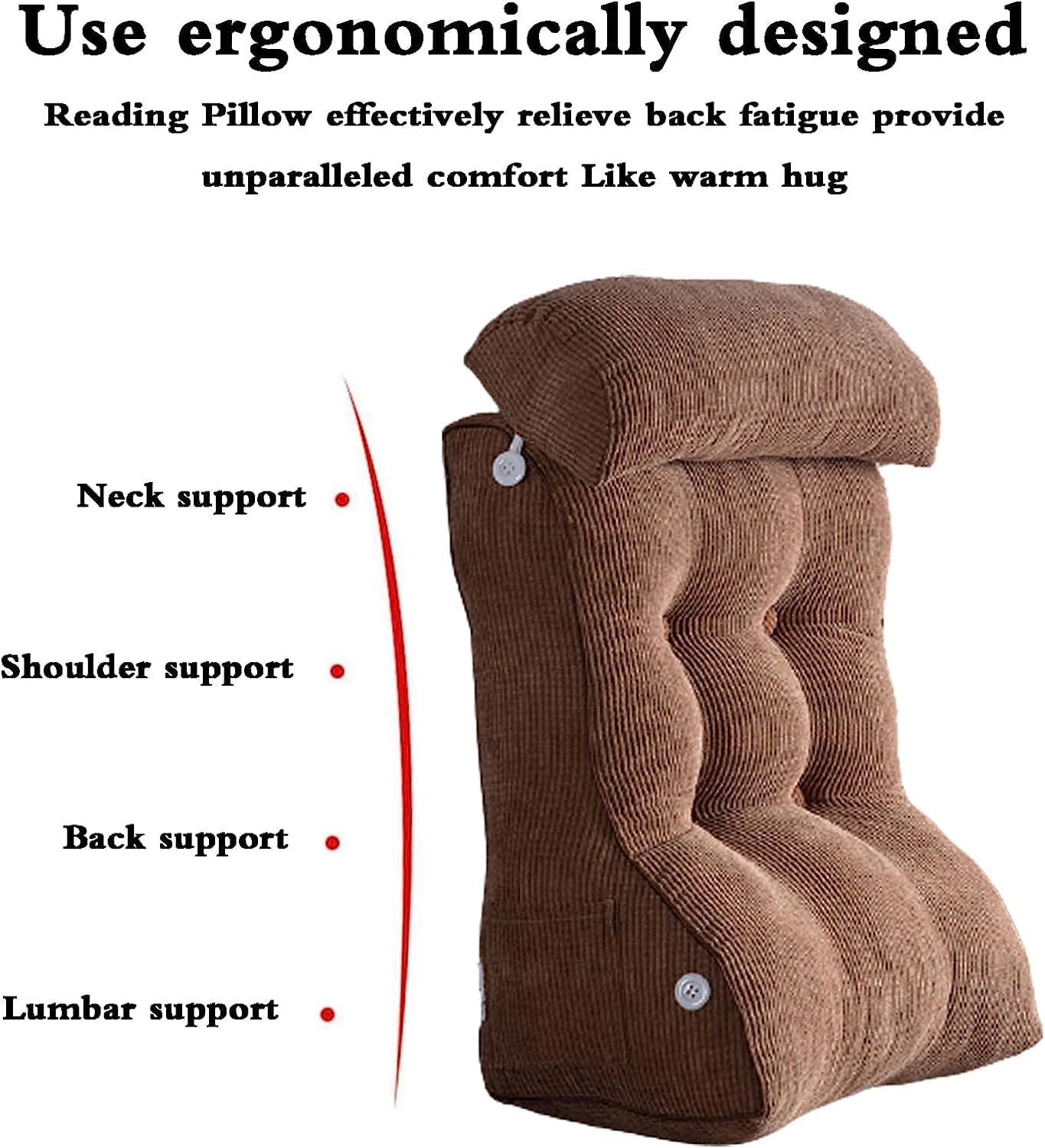 Adult Reading Pillow Bed Wedge Large Backrest Lounge Cushion with Pocket Firm Back Support for Sitting Up in Bed Couch(Size:18in/45cm,Color:Blue)