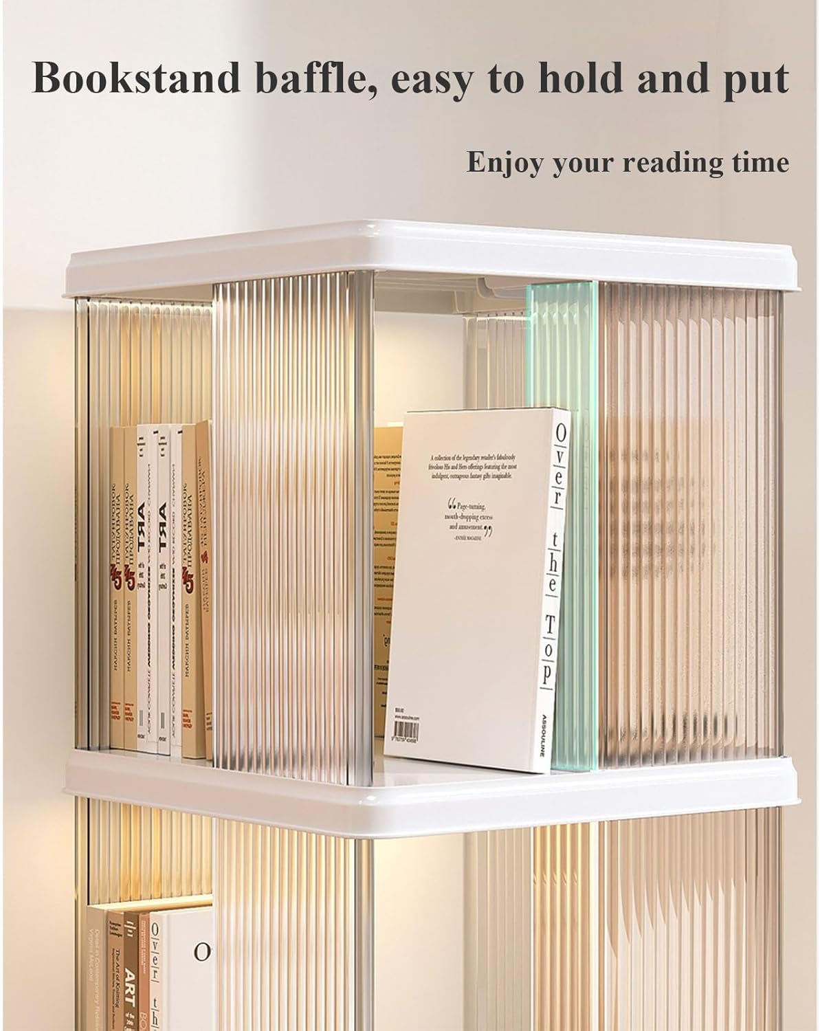 3/4/5 Tier Rotating Bookshelf Tower Acrylic Bookshelf Rotating Bookshelf Tower 360 Degree Revolving Bookcase Transparent Acrylic Rotating Bookcase Freestanding Spinning Bookshelf For Living Room(Four