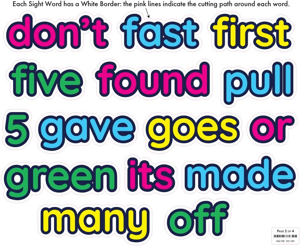StikArt 46 Dolch Sight Words Wall Decals (Second Grade List)