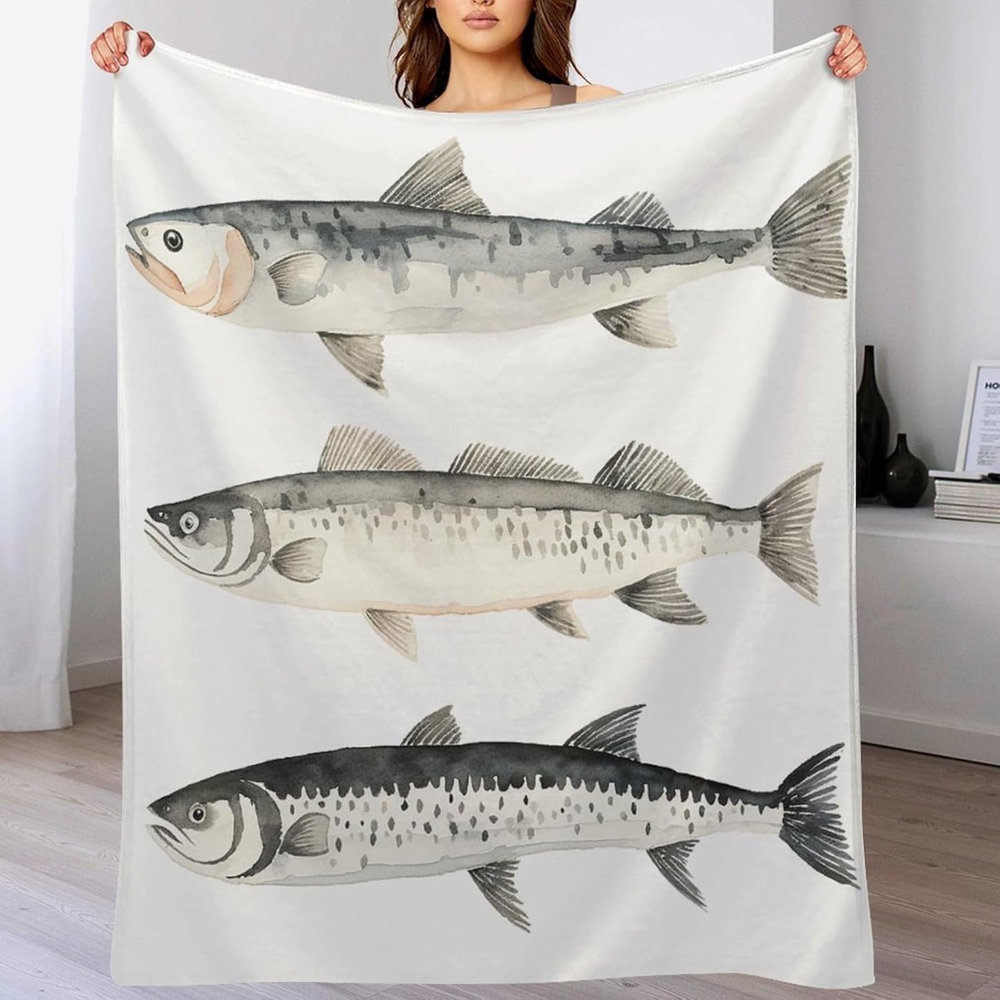 Different Types of Cod Throw Blanket for Couch Super Soft Warm Lightweight Throw Blankets Cozy Flannel Bed Blanket Cute Decorative Blankets for All Seasons Home Decor Gift 60"*80"（150 * 200cm）
