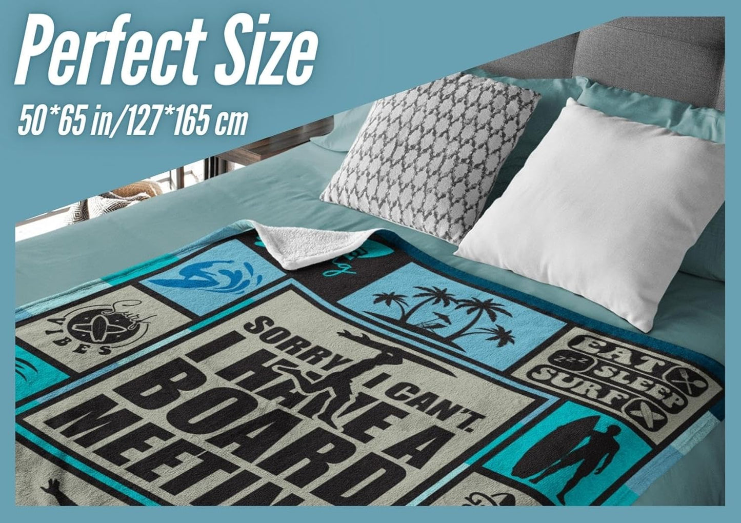 Surfing Gifts Blanket, Beach Flannel Throw Blanket for Men/Women, Funny Unique Birthday for Him/Her 50"*65"