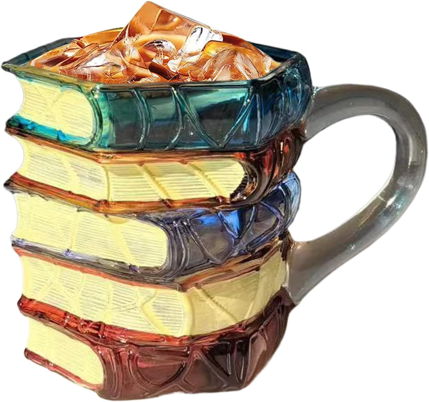 3d Book Mug - Glass Painted Novelty Drinkware For Coffee Tea Experience, Handcrafted Design With Eye Catching Book Shape,lover Cup For Women Readers Teacher Home