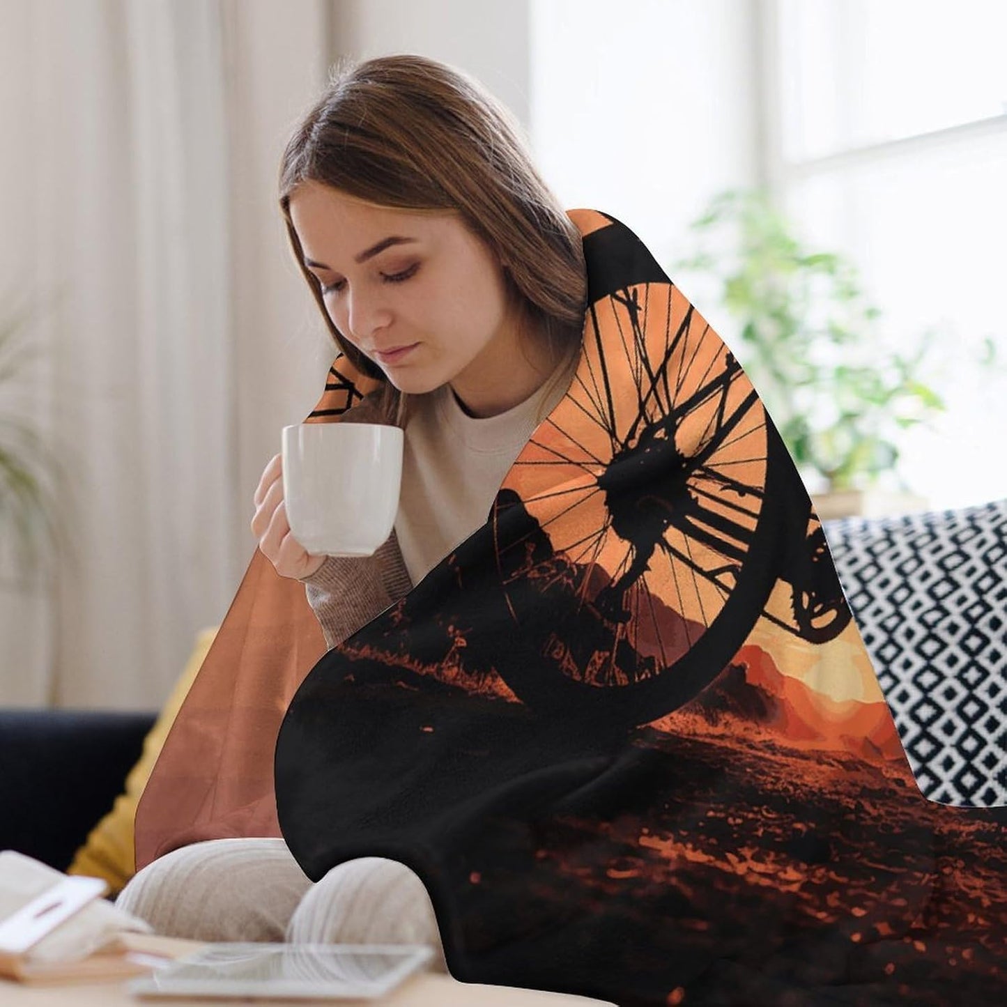 Road Bicycle Blanket Super Soft Lightweight Throw Blanket Cute Cozy Warm Bed Blanket Decorative Fuzzy Blanket All-Season Home Decor Gift for Sofa Couch Living Room 60"*80"（150 * 200cm）