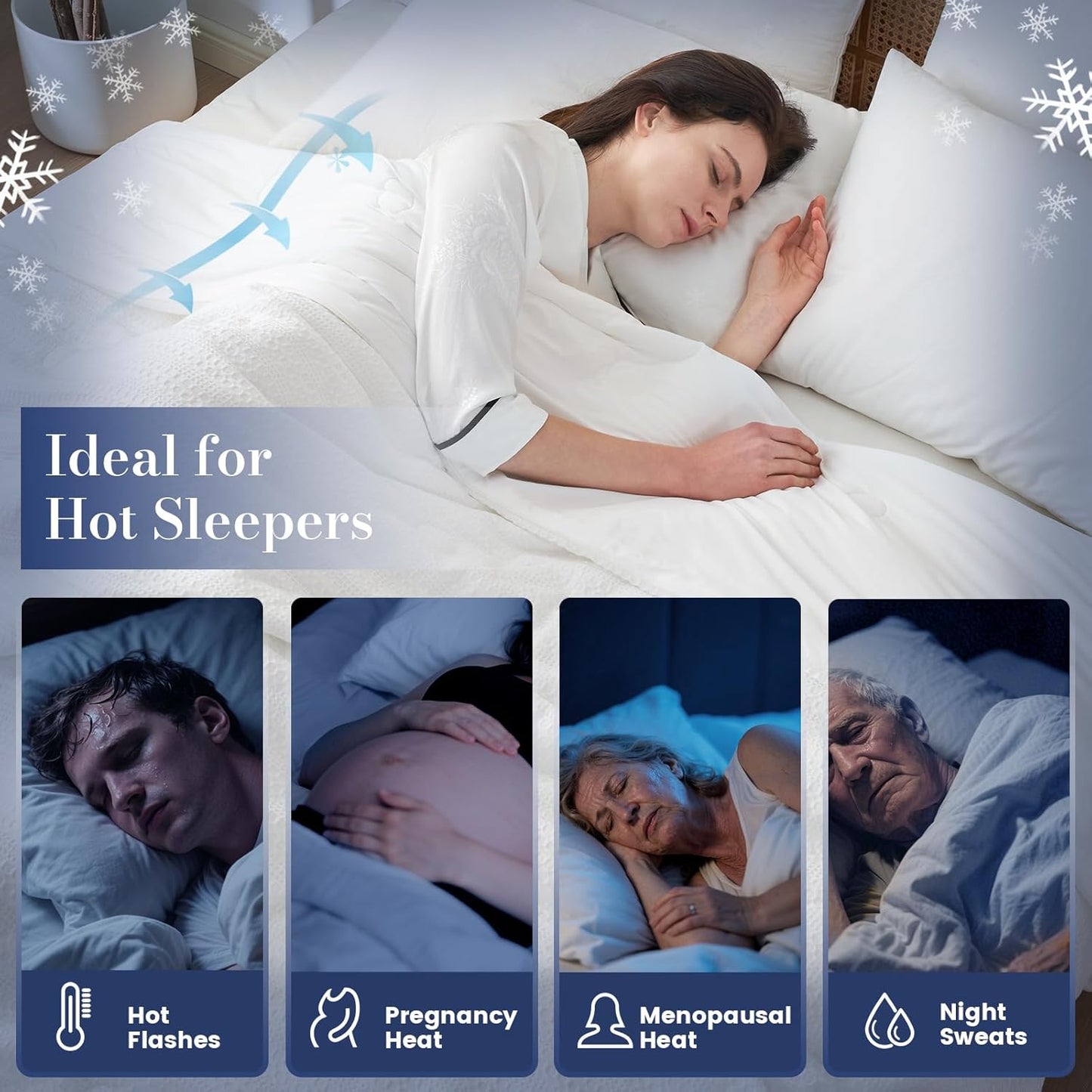 Amélie Home Waffle Cooling Comforter King Size, Q-Max 0.45 Reversible Lightweight Cooling Blanket for Hot Sleepers, Breathable Bedding for Night Sweats, 106"x90", White