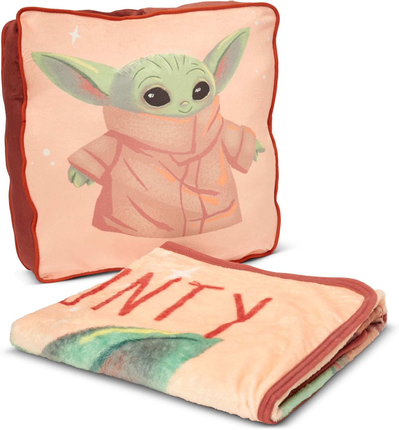 Northwest Star Wars - The Mandalorian Cloud Stretch Pillow and Silk Touch Throw Blanket Set, 14" Pillow, 40" x 50" Blanket, Little Force