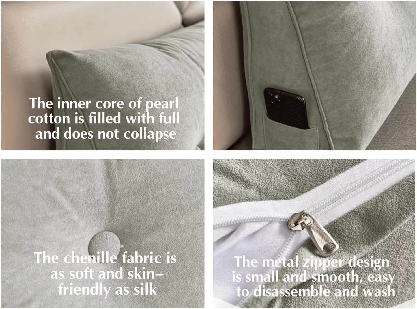 Bolster Triangular Headboard Wedge Pillow for Headboard Cushion Positioning Support Reading Backrest Pillow for Backrest Support Removable Cover(Size:150x50x20cm,Color:Brown)