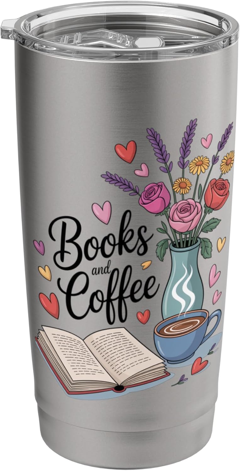 Books and Coffee for Readers & Caffeine Lovers Stainless Steel Insulated Tumbler
