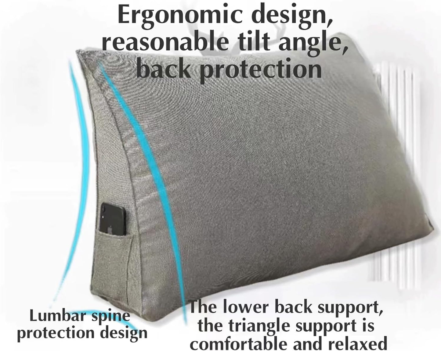 Triangle Headboard Pillow - Soft Backrest Cushion for Bed Sitting, Lumbar Support, Leg Positioning, Ideal for Daybed & Resting Comfort. (Brown 80x50x20cm)