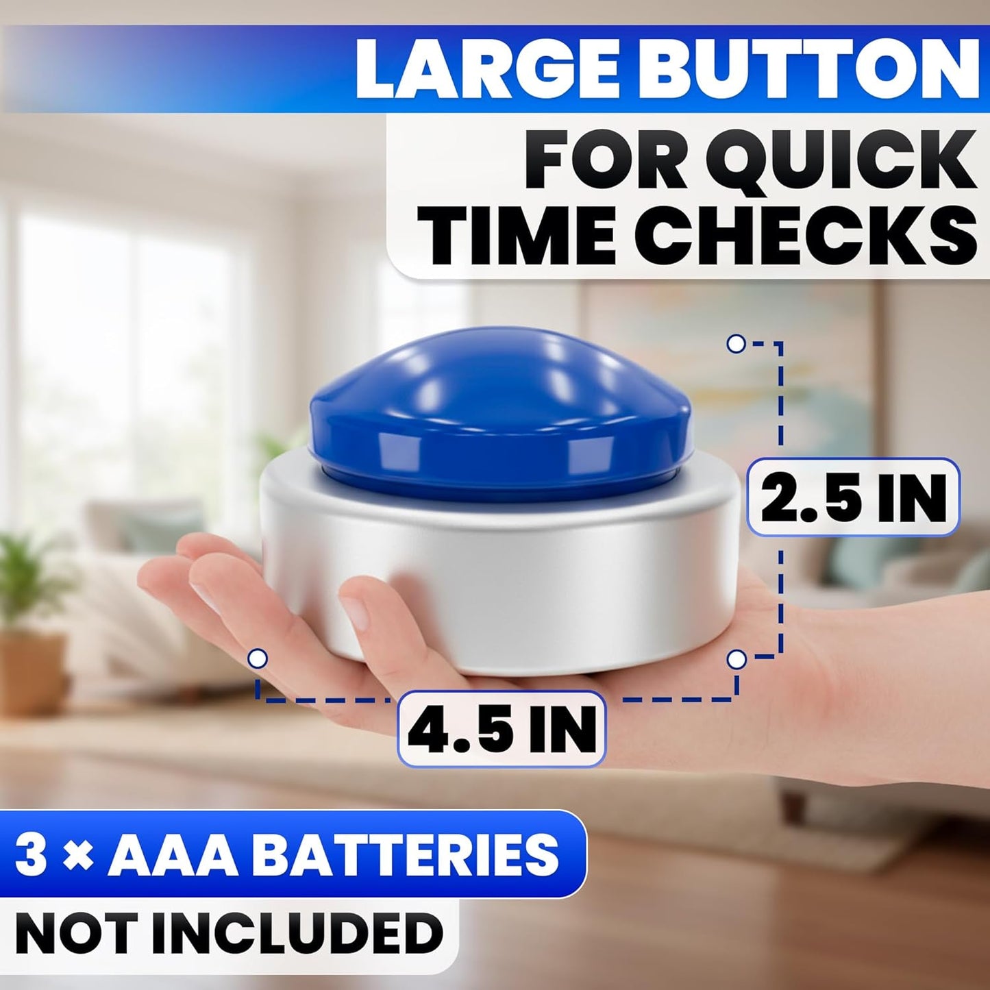 Talking Clock for Blind Elderly with English Voice & Alarm – Easy-to-Use Voice Announced Time & Date Talking Watches for the Blind | Big Button Interface, High/Low Volume, Gift for Elderly Loved Ones