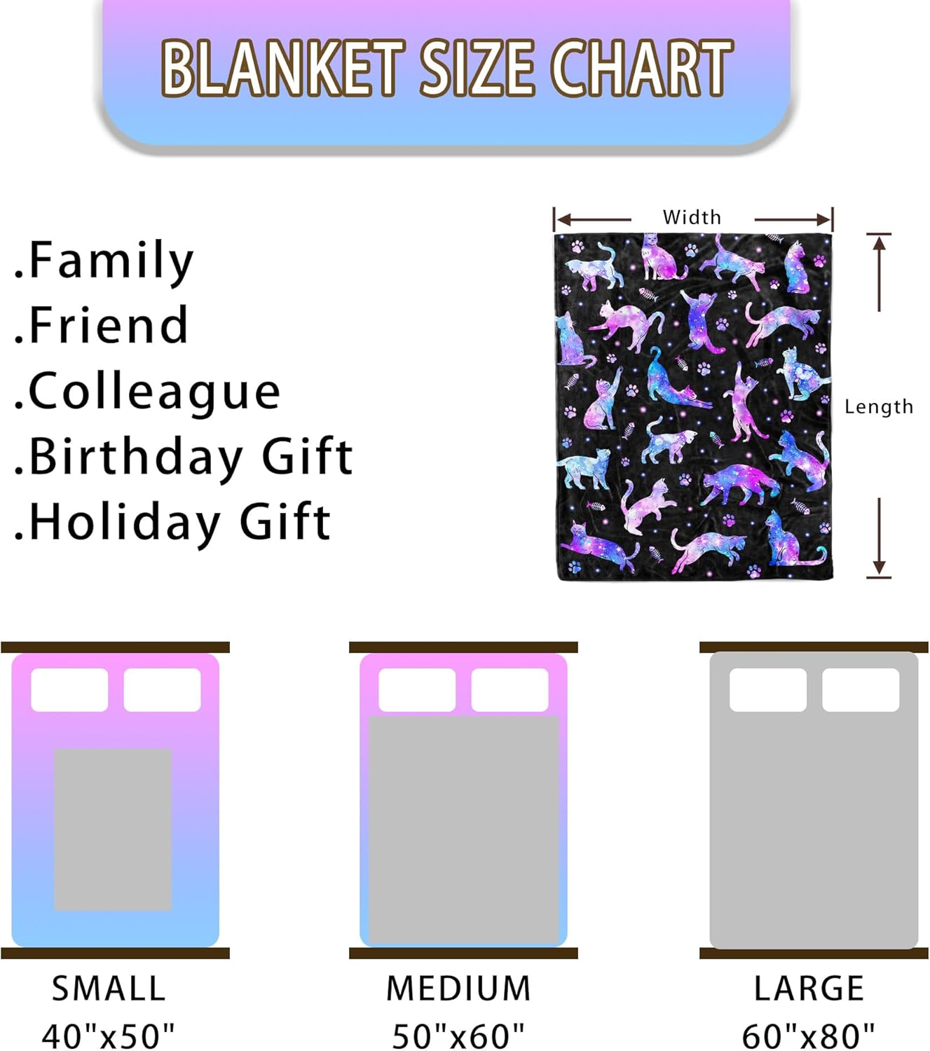 Cat Blanket Gifts for Cat Lover Soft Warm Flannel Cats Throw Blanket Stuff Gifts for Girls Women Kids Adults 50"X 40"