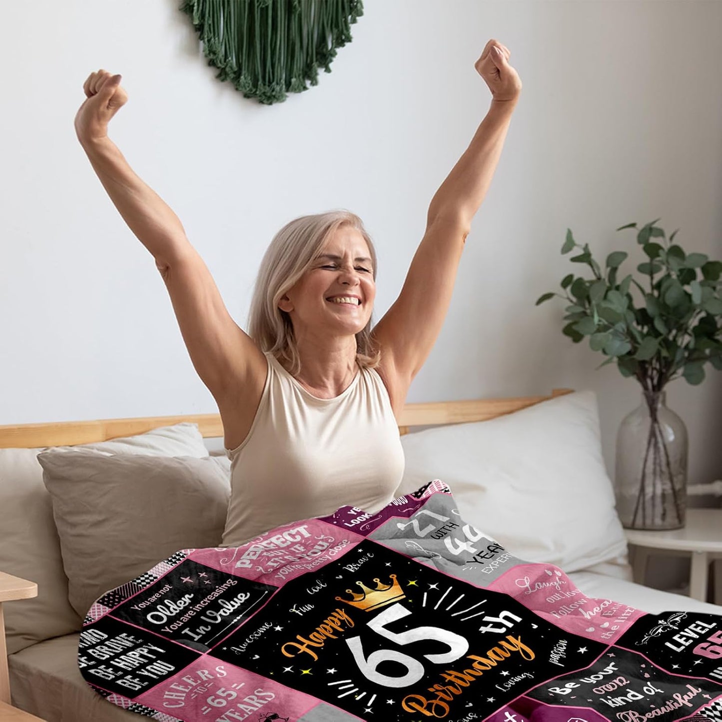 65th Birthday Gifts for Women Blanket, Funny Unique Fleece Throw 60"x80", Best 65 Years Old Birthday Gift Ideas for Mom, Wife, Sister, Friends, Female Birthday Decorations