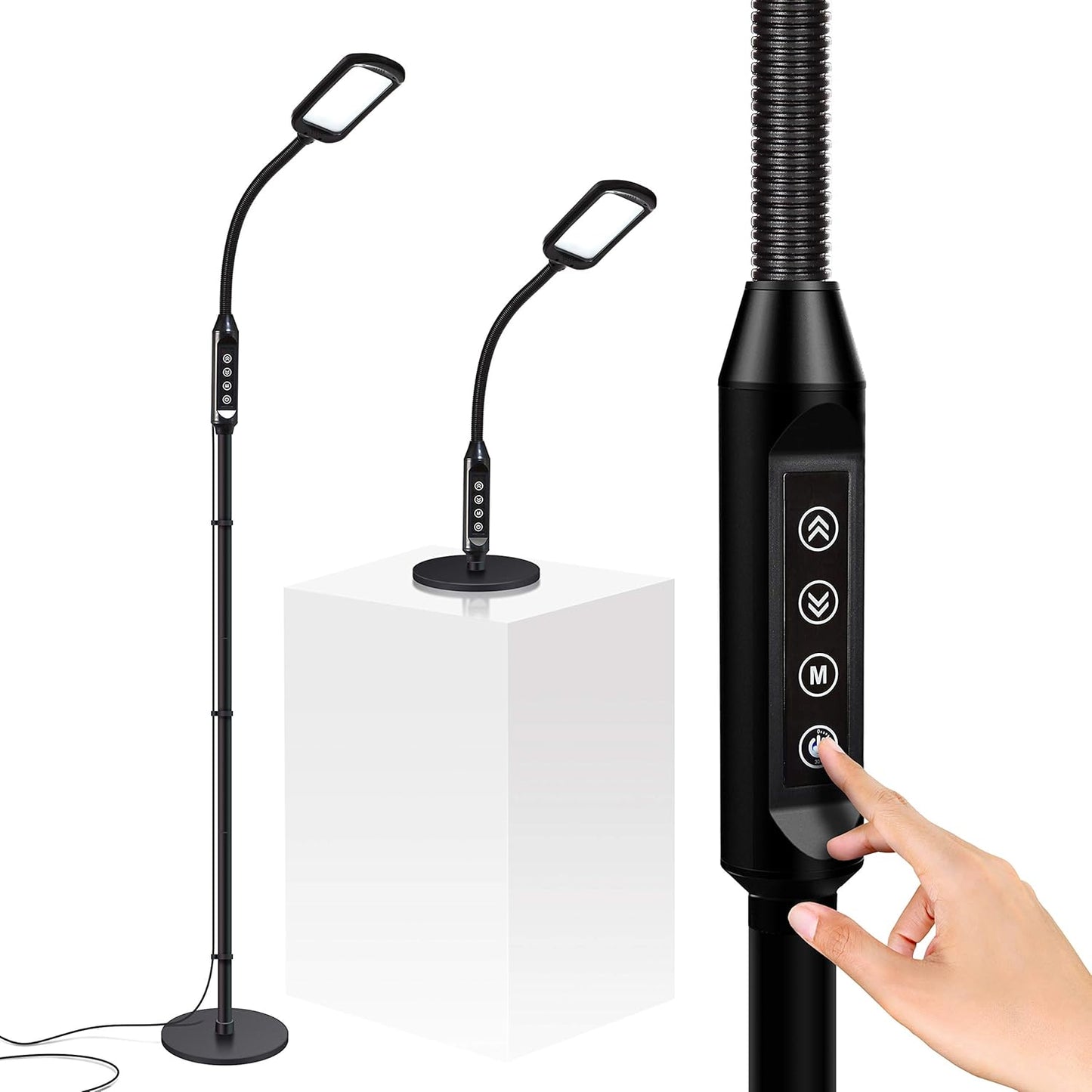 2-in-1 LED Floor & Desk Lamp — Adjustable Height, Gooseneck, Portable Standing Lamp for Living Room / Dorm /...