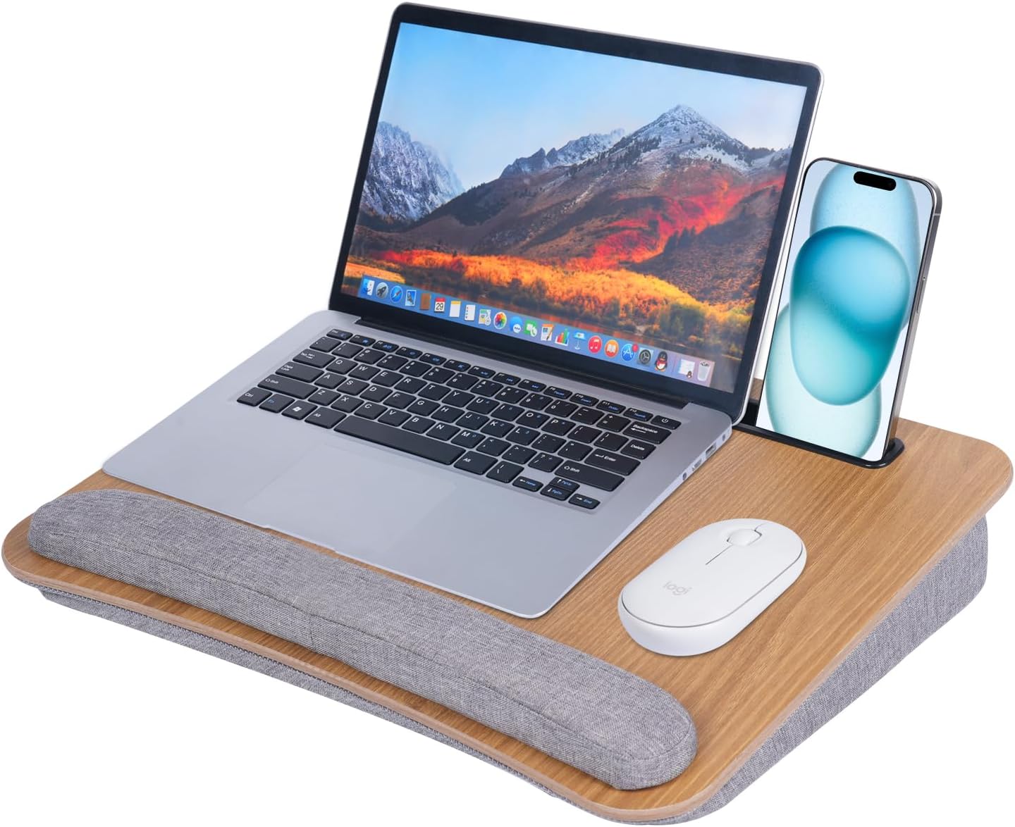 Portable Lap Desk for Laptop with Cushions, Work from Home Solution, Lightweight, Fits up to 15.6 inches Laptop, iPad Tablet and Phone Holder (Medium Size)