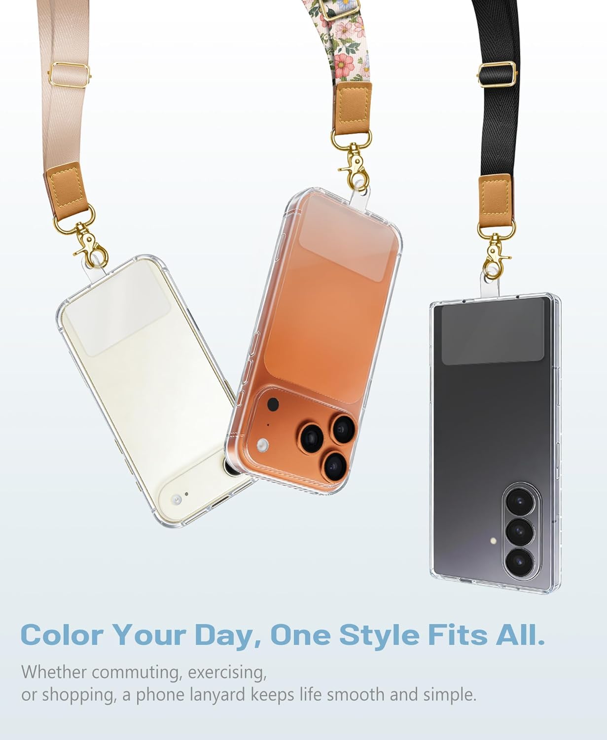 Flower Phone Lanyard Crossbody Strap, Floral Cell Phone Lanyards for around the Neck Wristlet Wrist Strap Adjustable for Keys Case Accessories Travel Essentials