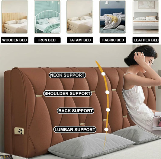 Orange,Paste/75x23x2In,Faux Leather Headboard Pillow Bedside Cushion Large Bed Backrest,Lumbar Support Upholstered Reading Pillow Removable Daybed Bunk Bed Bolster