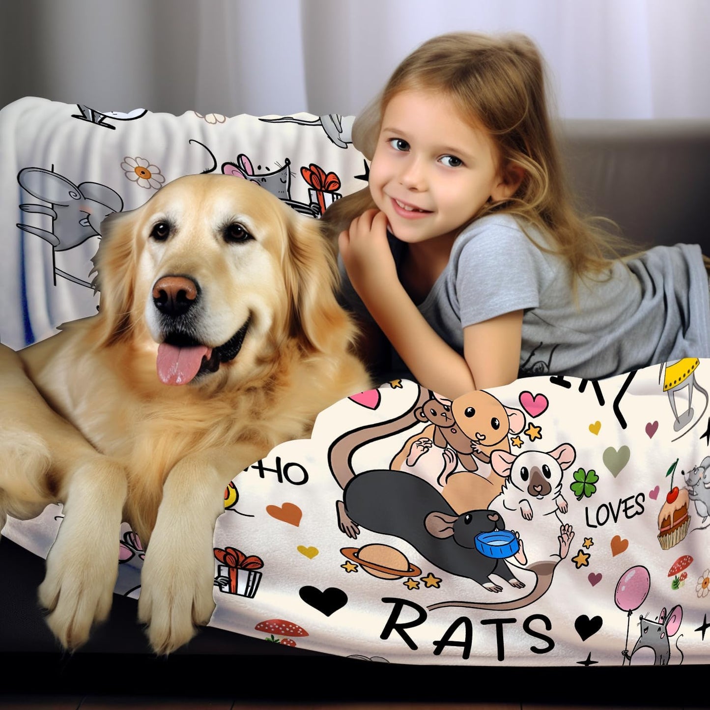 Cute Mouse Rat Blanket Gifts for Women Kids Rat Lovers Adults,Flannel Rats Blankets and Throws for Birthday 50"x40"