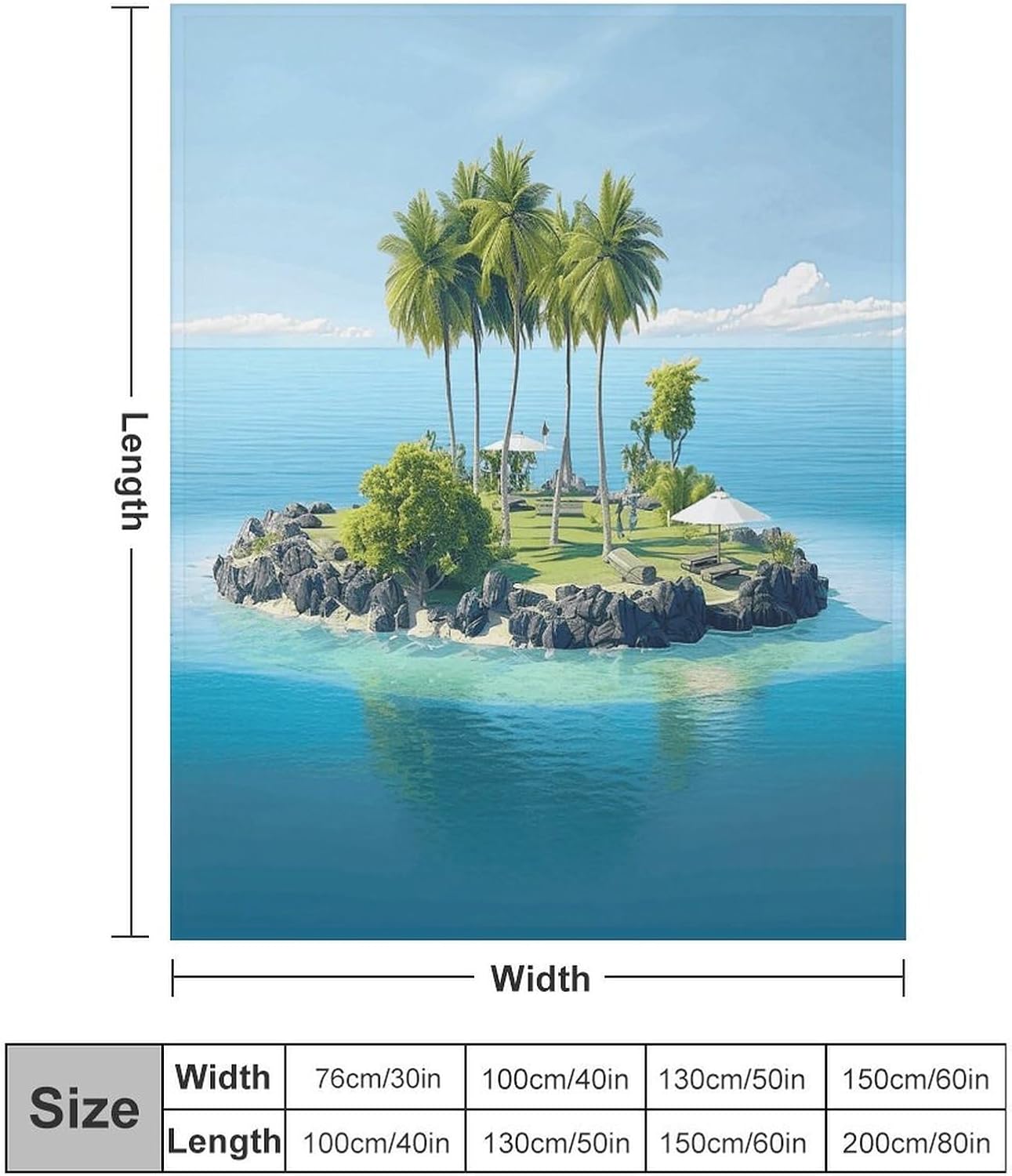 Ocean Island Throw Blanket for Couch Super Soft Warm Lightweight Throw Blankets Cozy Flannel Bed Blanket Cute Decorative Blankets for All Seasons Home Decor Gift 30"*40"（76 * 100cm）