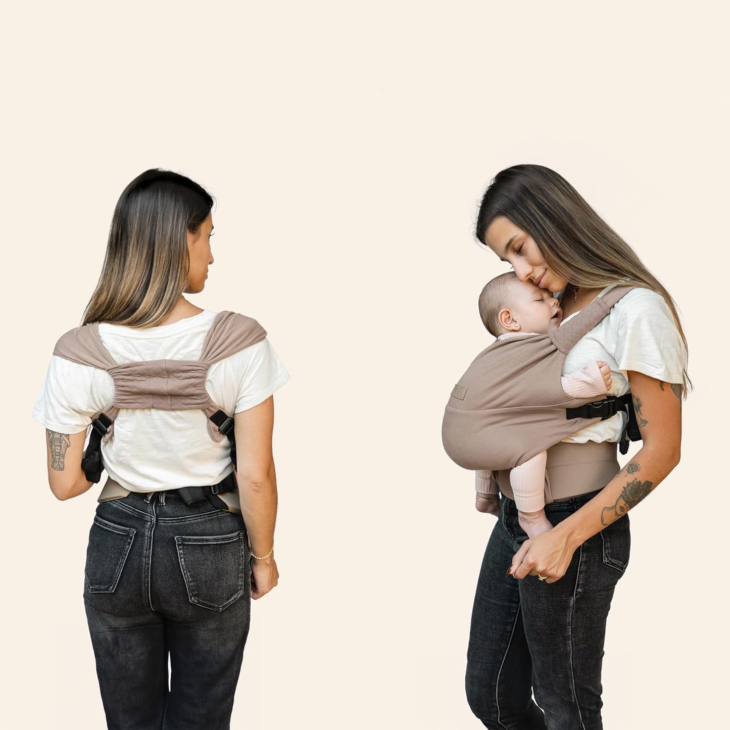 Moby Duet Baby Carrier for Infant to Newborn (8-33lbs), Three Adjustable Carrying Positions & Customizable Seat, Snug & Secure Child Wrap Carrier, Comfortable & Designed for Perfect Fit (Sparrow)
