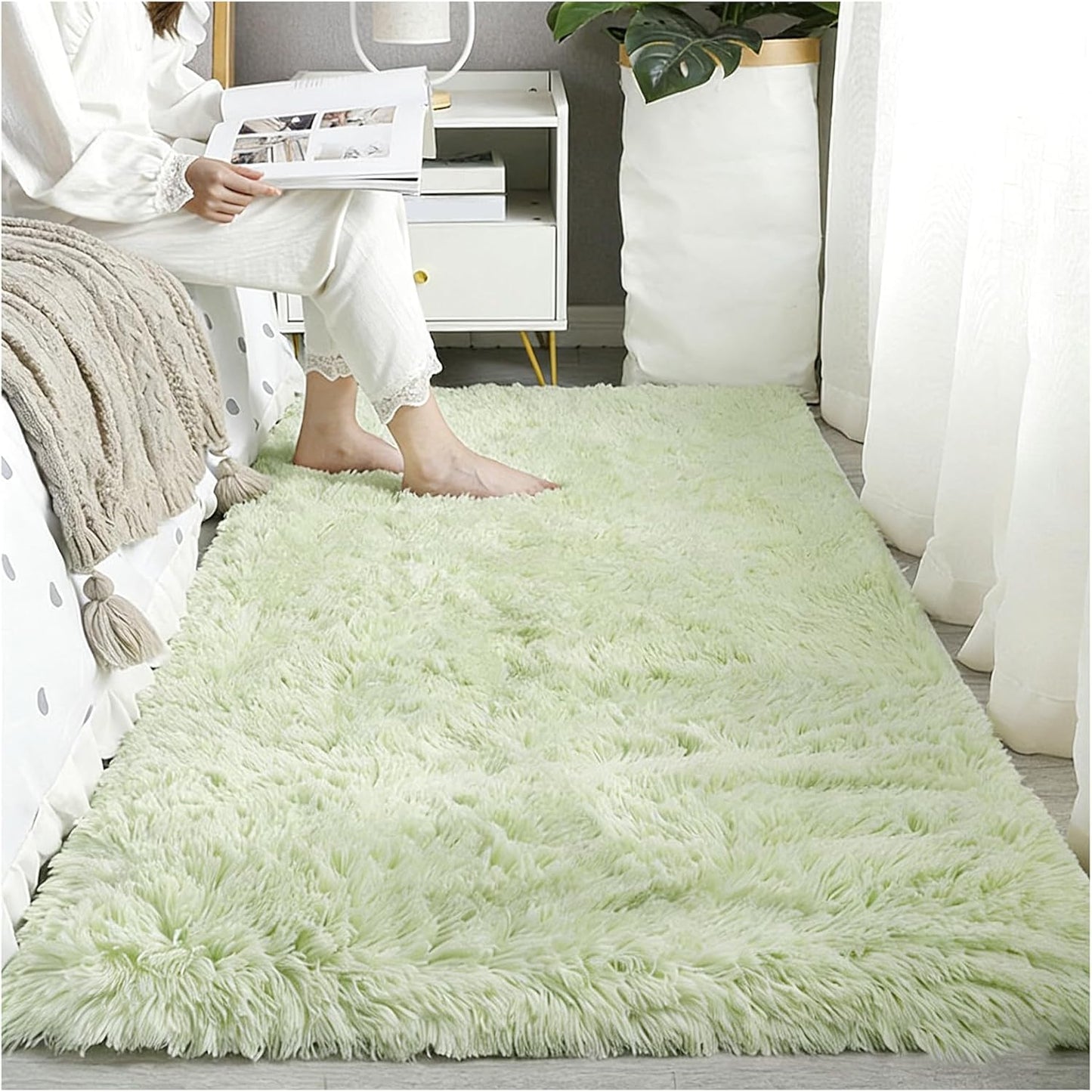 Large Washable Area Rug Shag Rug, Ultra Soft Fluffy Plush Carpet with Non-Slip Backing, Thick Fuzzy Indoor Floor Mat for Living Room Bedroom Kids Nursery Dorm Home Decor (J,50x120cm)