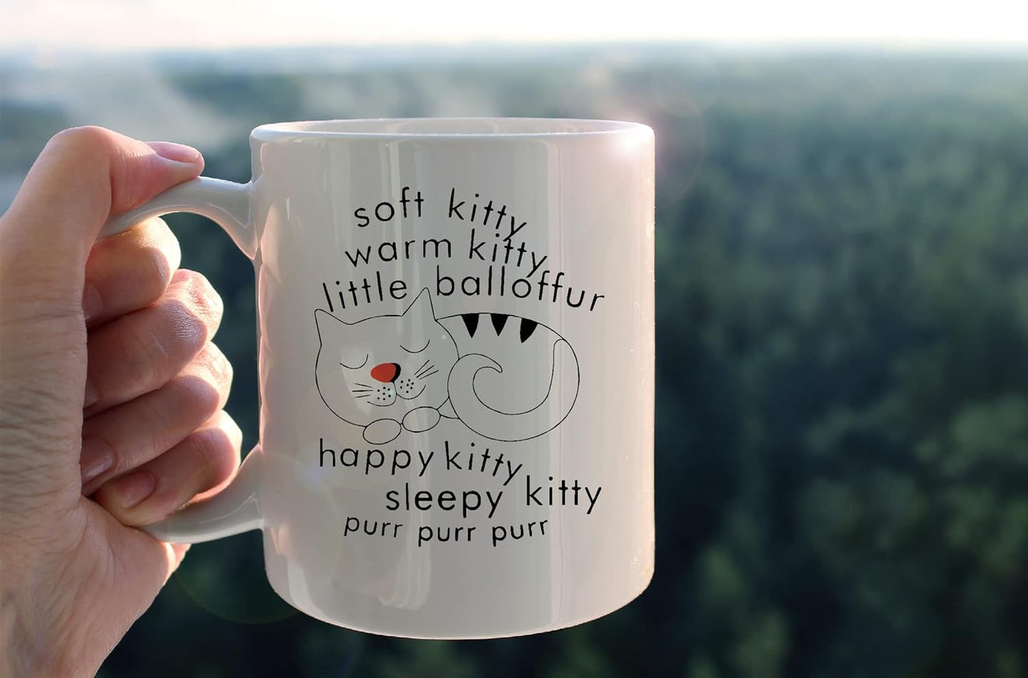 Kunlisa Soft Kitty Warm Kitty Little Balloffur Ceramic Mug - 11oz Coffee Milk Tea Mug Cup, Gifts For Cat Lovers, Pet Lovers