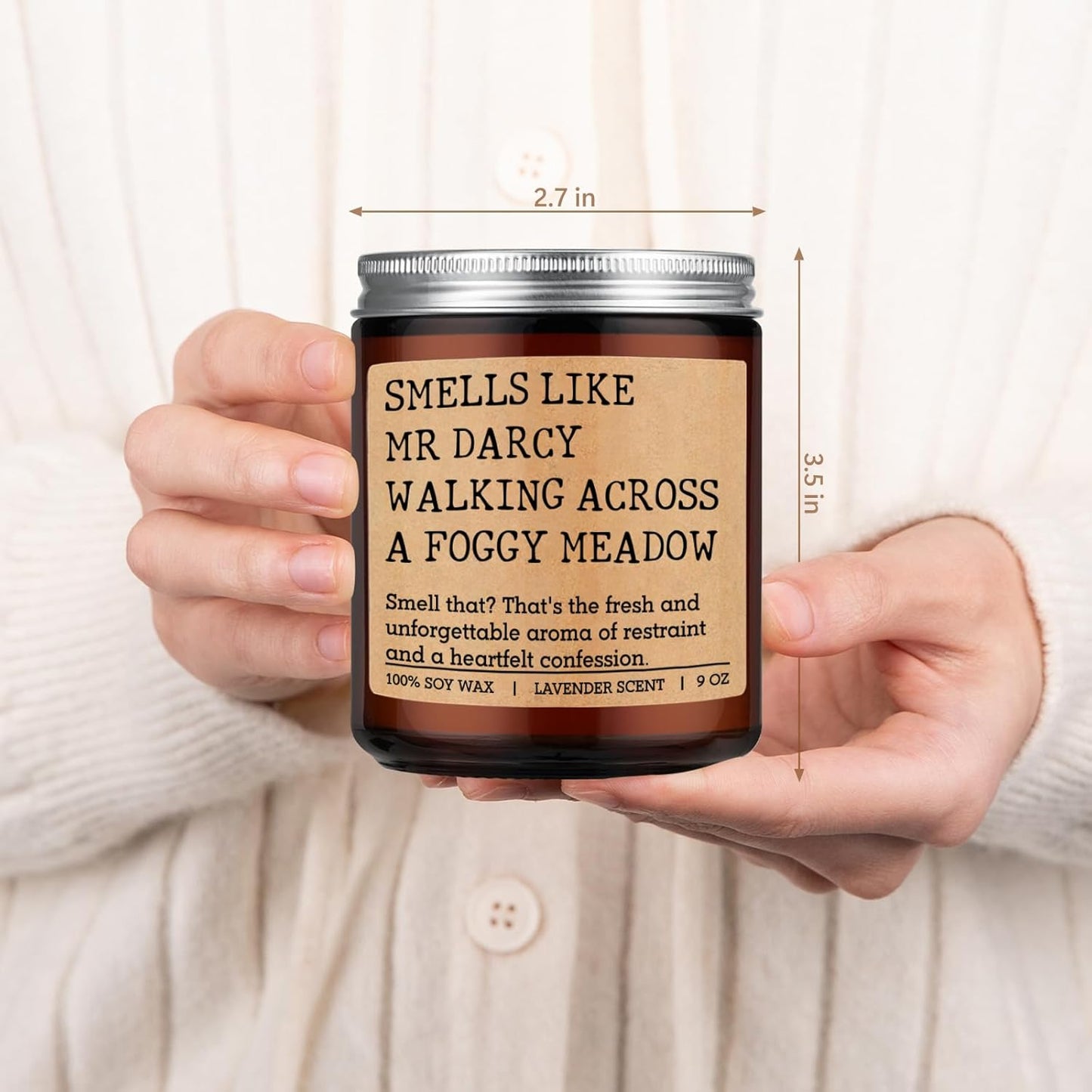 LEADO Mr Darcy Candle, Pride and Prejudice Gifts for Women, Men - Bookish Romantic, Jane Austen Gifts for Friends - Funny Mothers Day, Birthday Presents for Jane Austen Fans, Darcy Lovers, Book Lovers